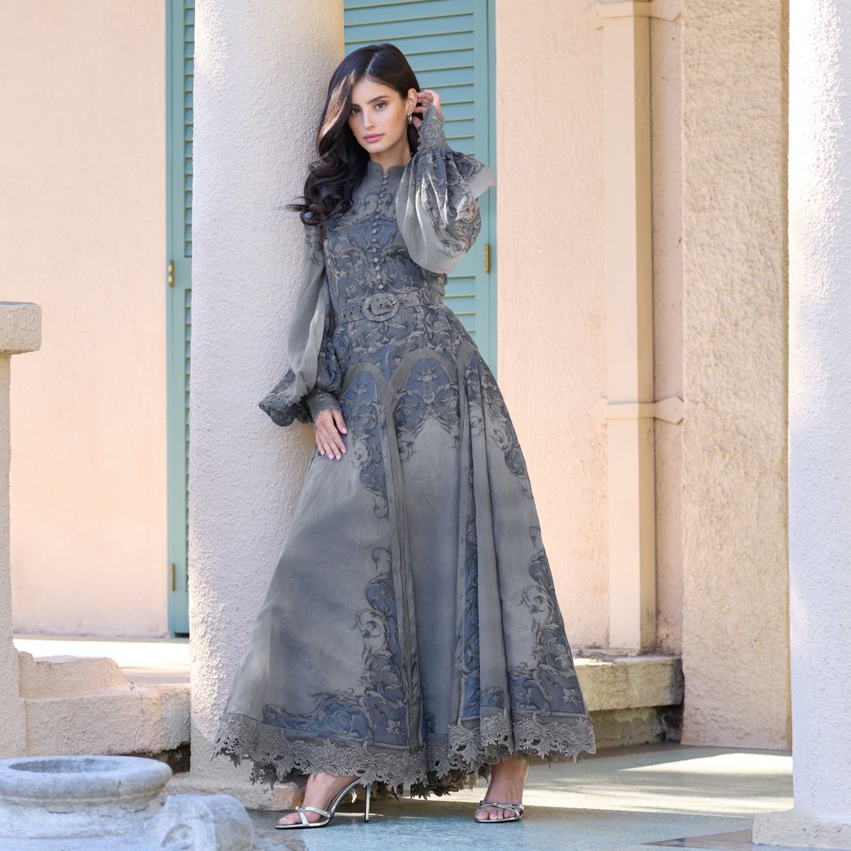 gray maxi dress with sleeves San Francisco Maxi Dress