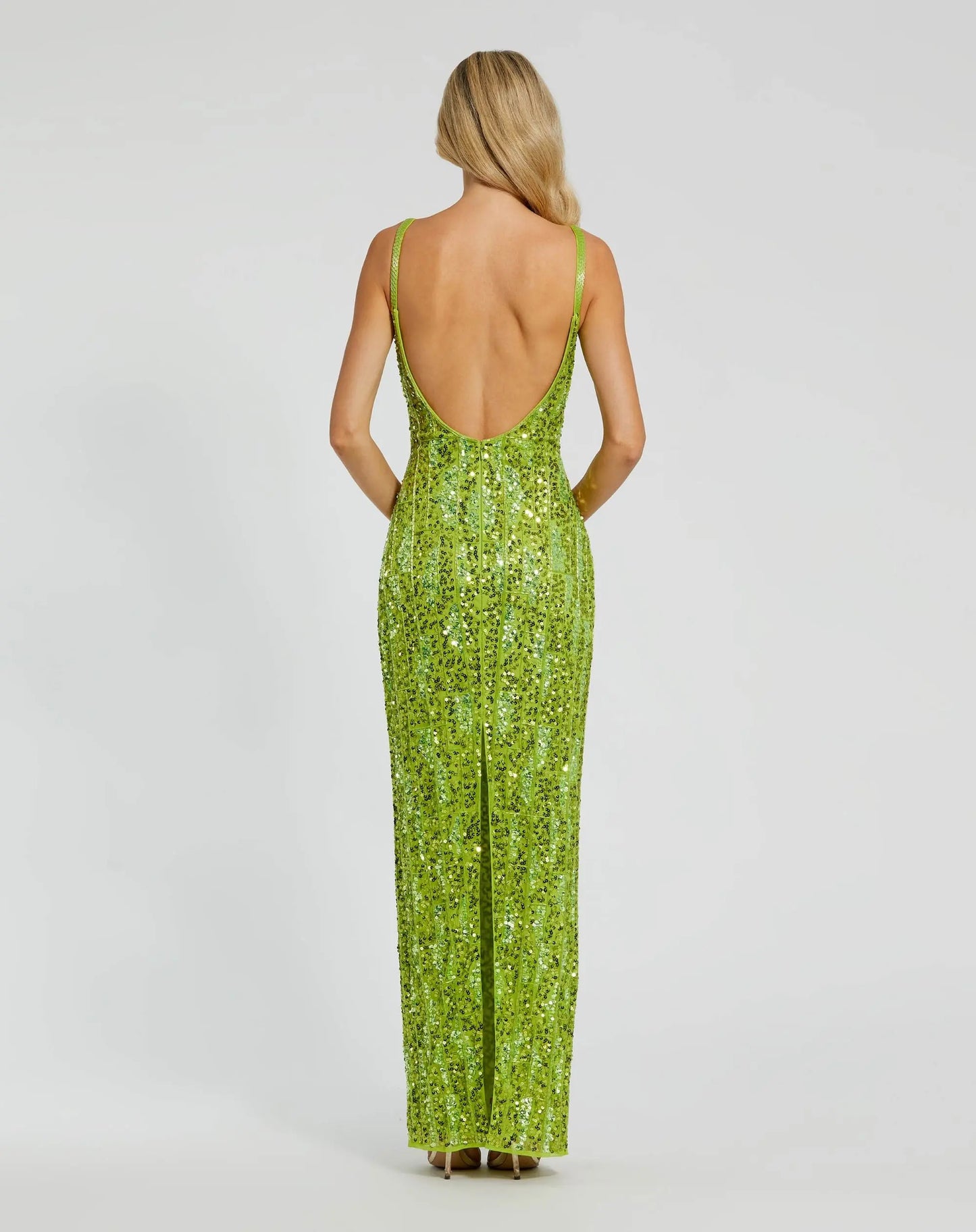 Green Embellished Scoop Neck Gown Mac Duggal