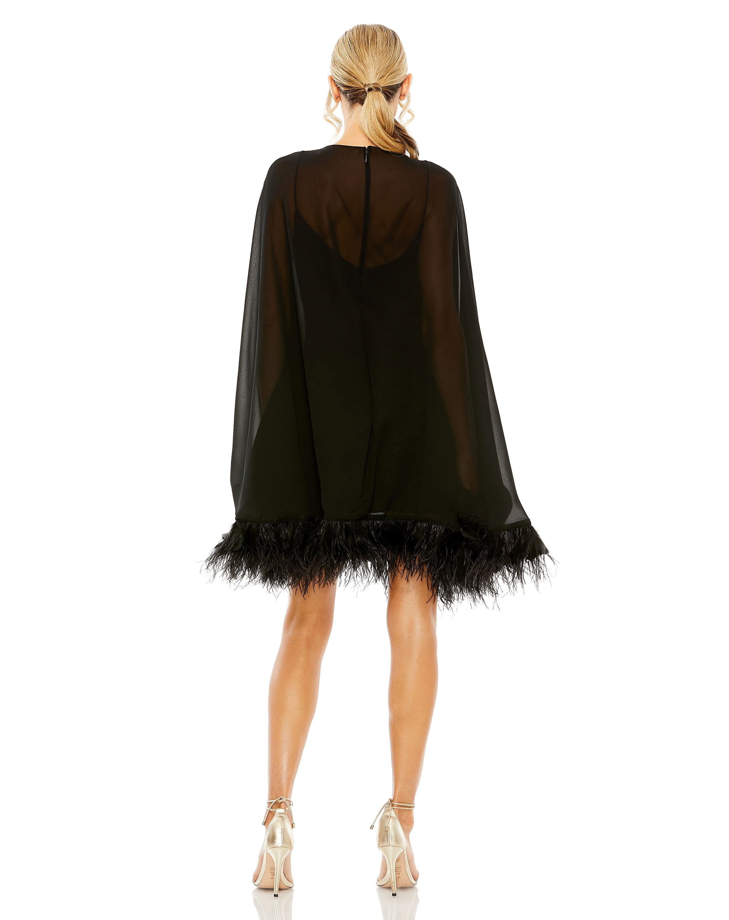 Trapeze Feather Trim Mini Dress