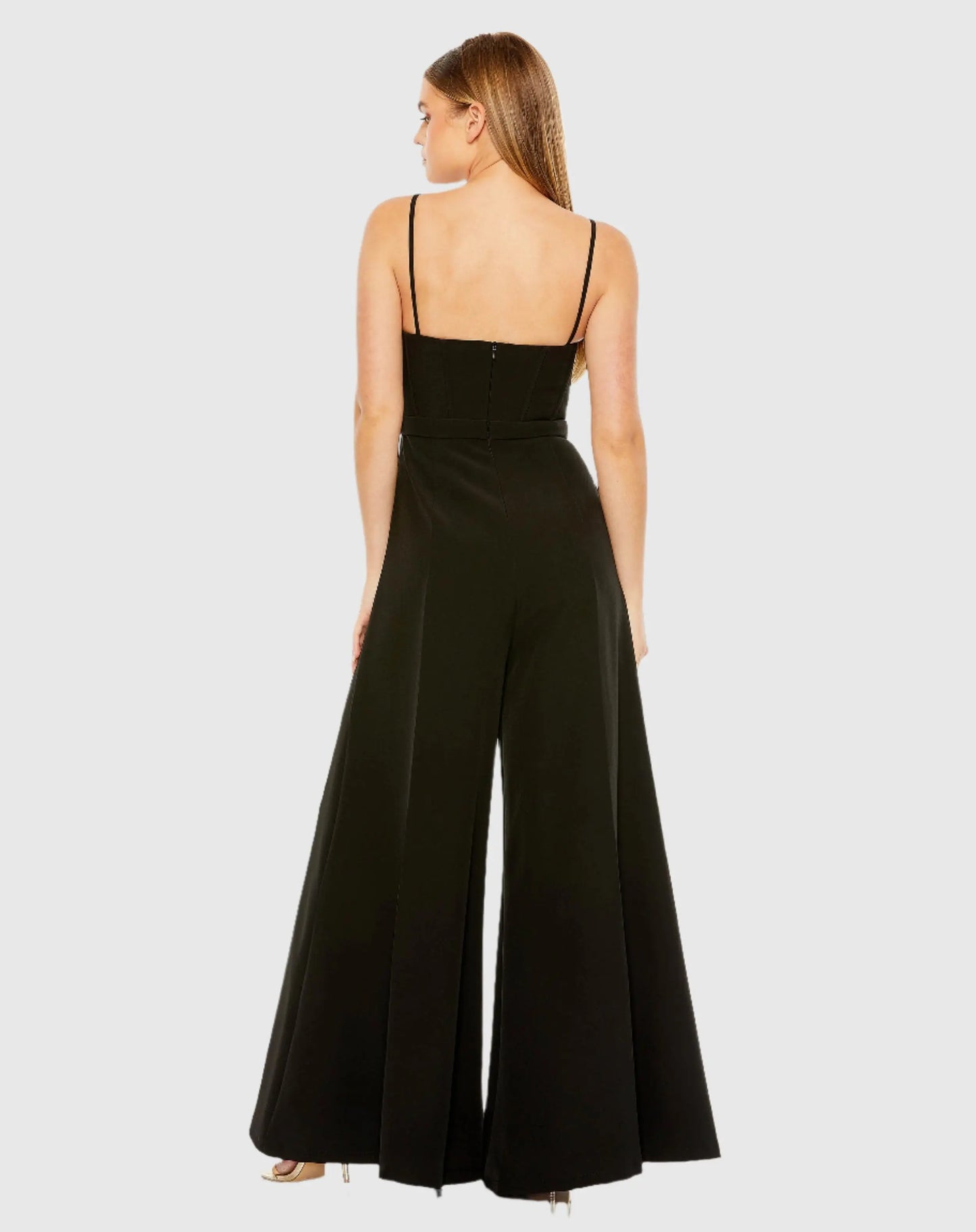 Slim Strap Beaded Bustier Top Jumpsuit - Mac Duggal
