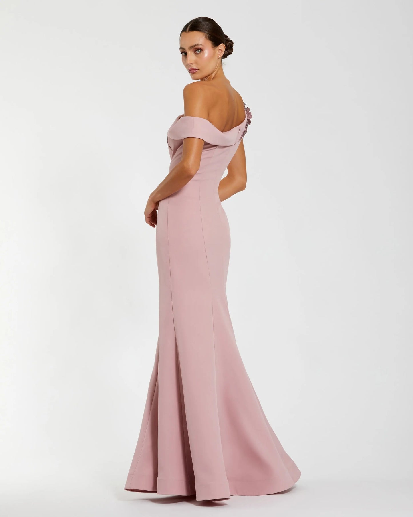 Pink One Shoulder Sleeveless Beaded Mermaid Gown Mac Duggal