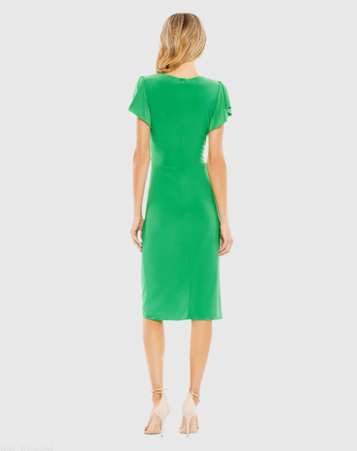 Green Flounce Sleeve Midi Dress - Ieena for Mac Duggal