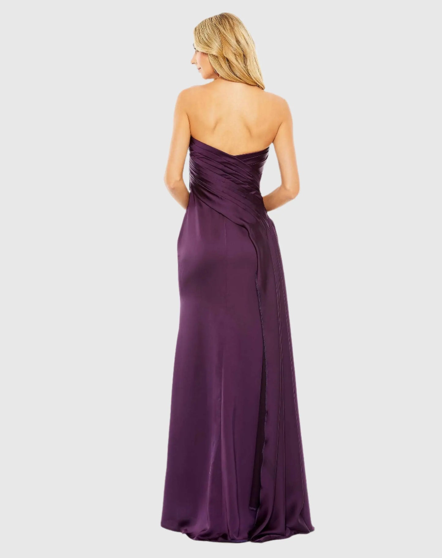 Purple Strapless Bow Front Detailed Gown - Mac Duggal