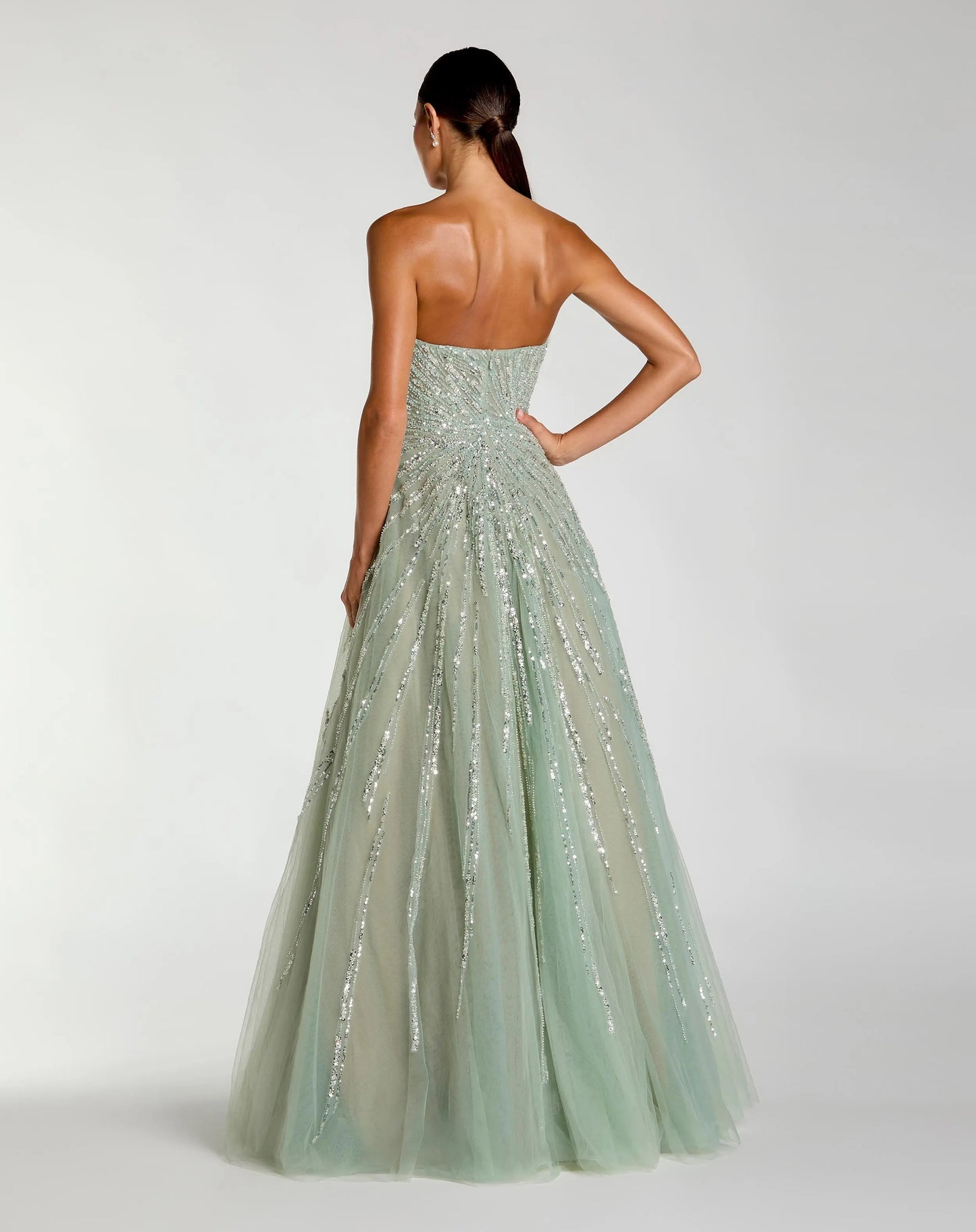 Green Embellished Strapless Sweetheart Ball Gown - Mac Duggal