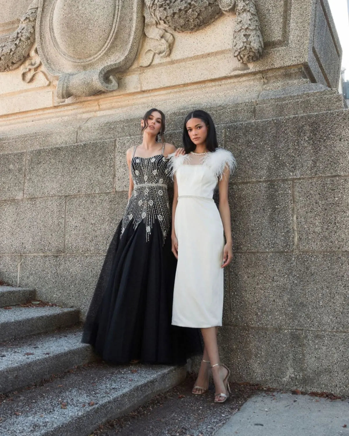 Black Slim Strap Embellished Bustier Gown - Mac Duggal