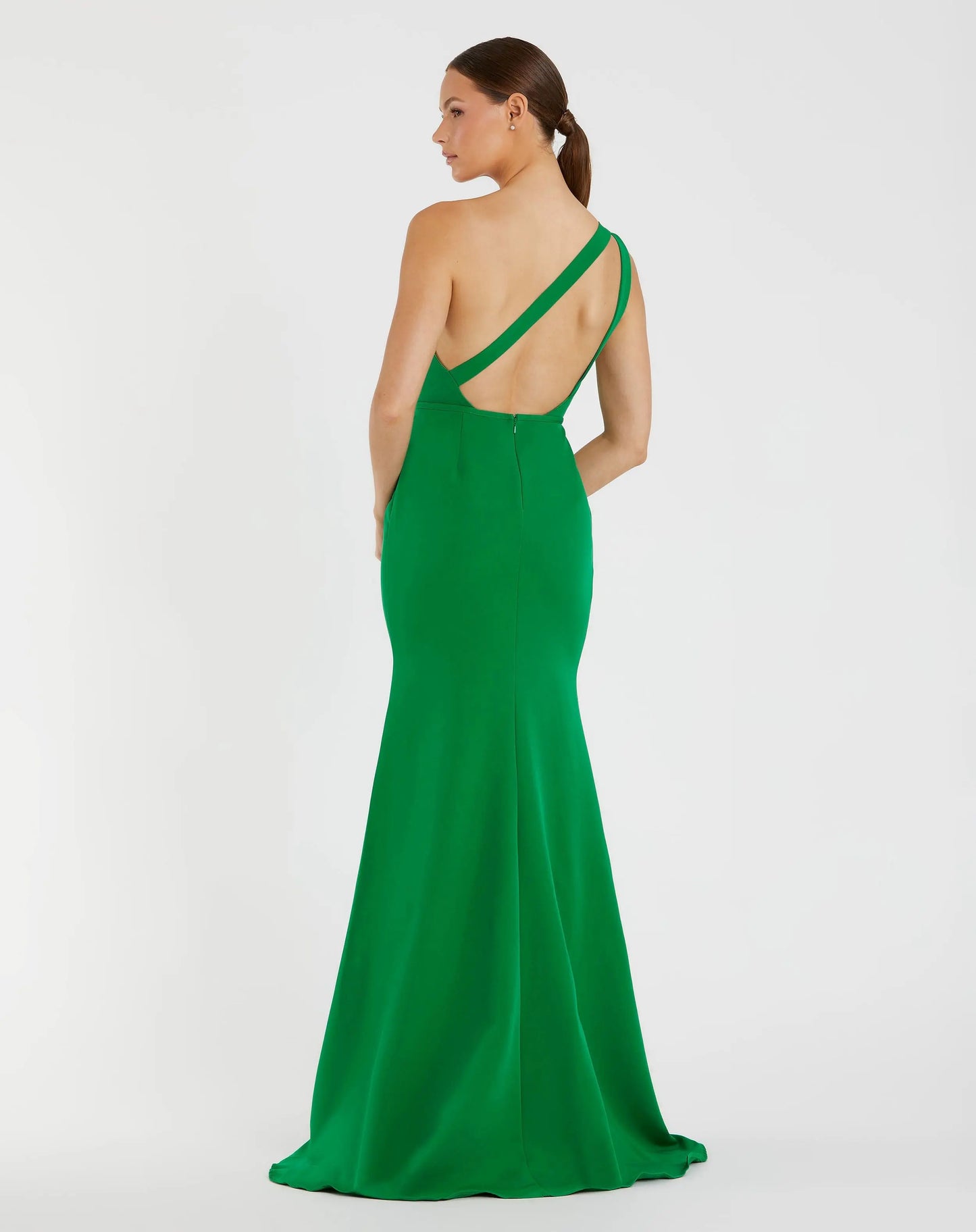 Green One Shoulder Jersey Mermaid Gown Ieena for Mac Duggal