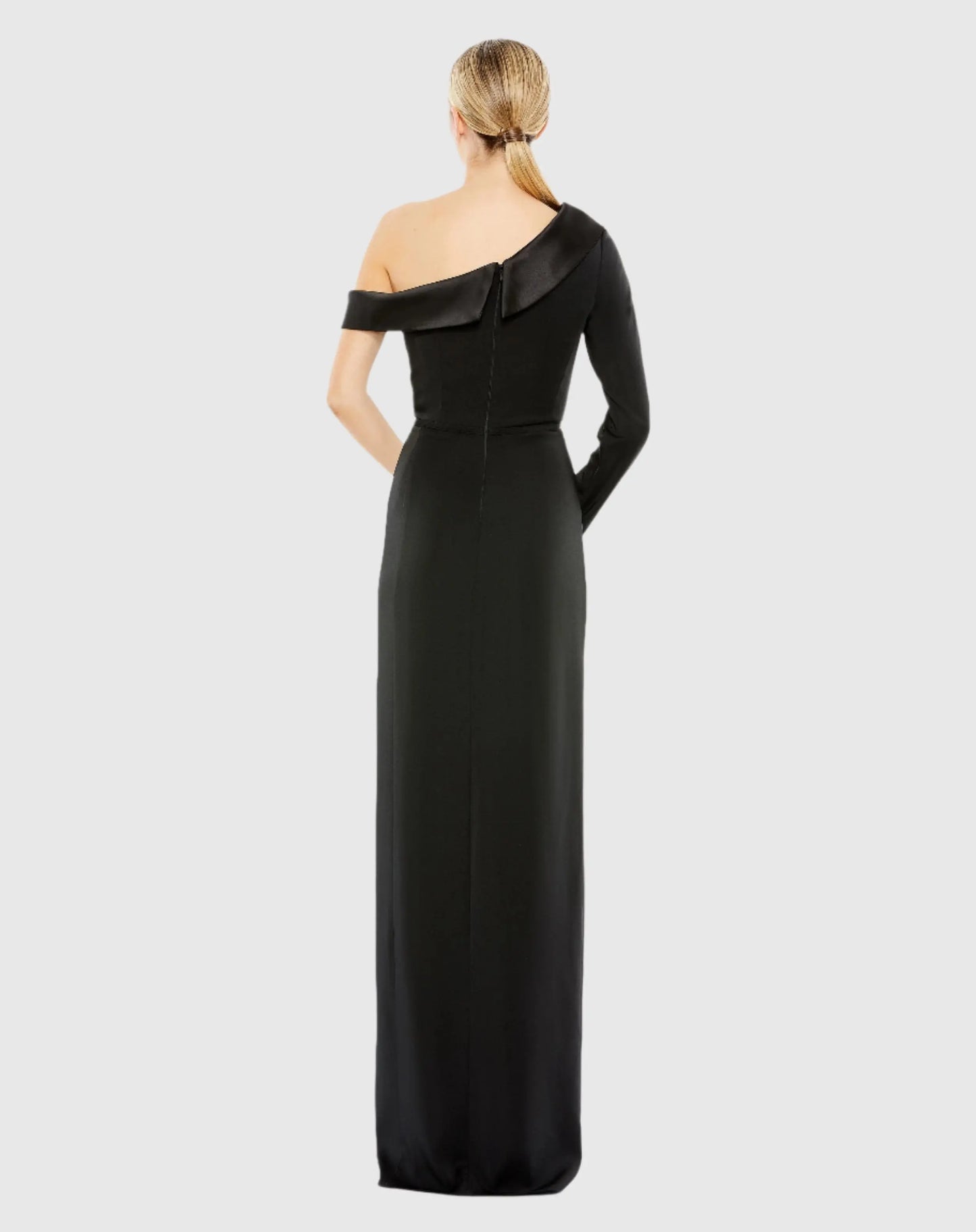 Black Long Sleeve Drop Shoulder Evening Gown - Mac Duggal