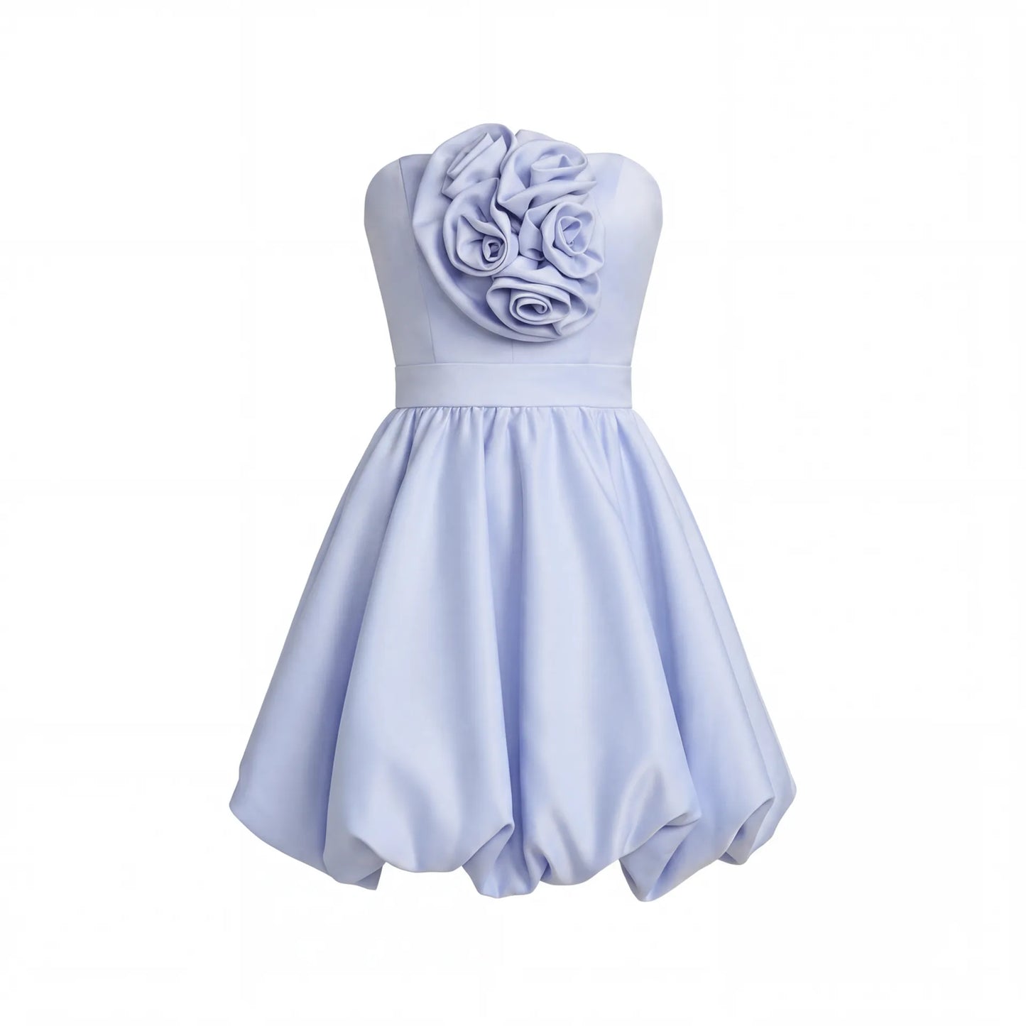 Blue Strapless Bubble Hem Mini Dress Ieena for Mac Duggal