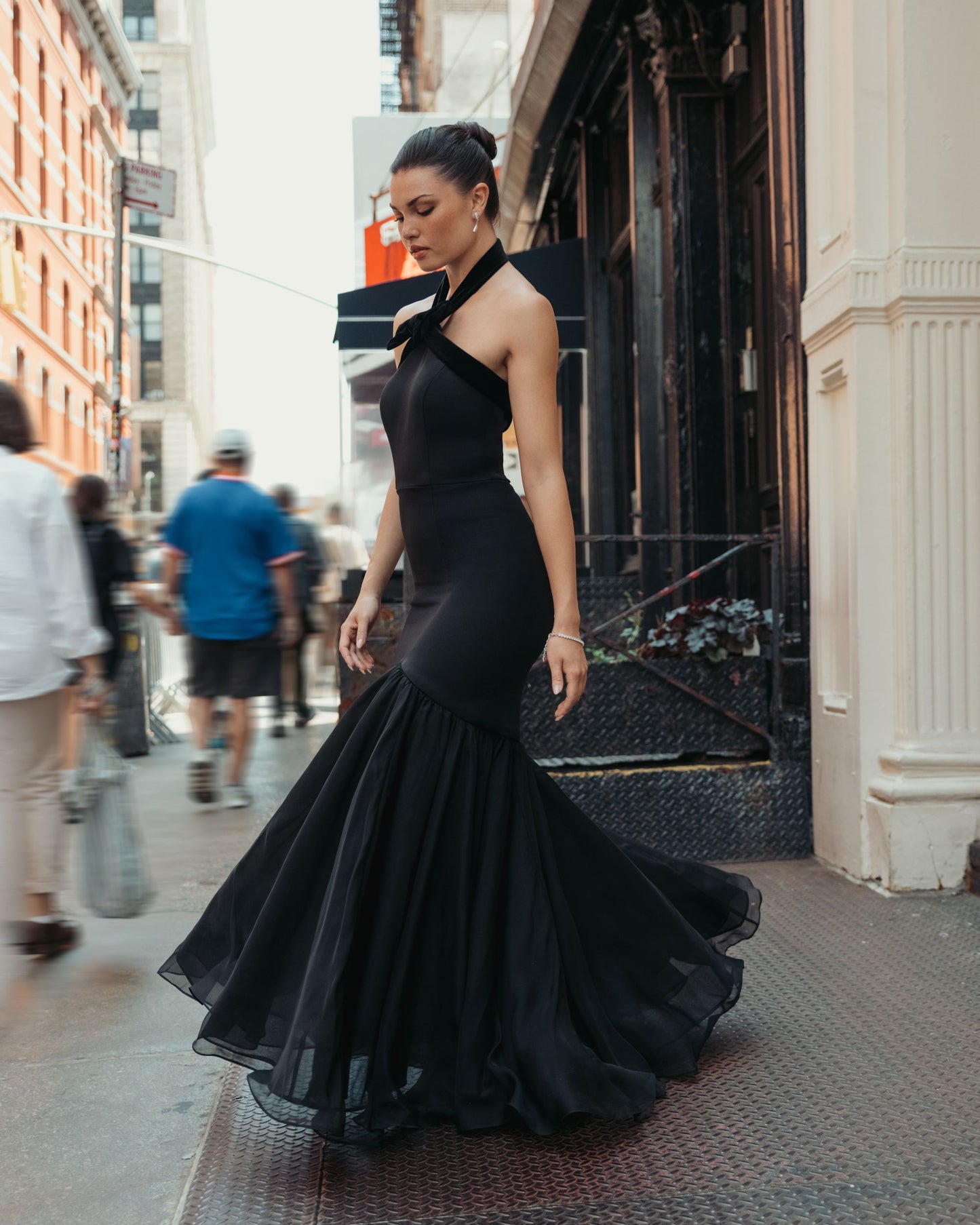 Black Halter Mermaid Gown With Bow - Ieena for Mac Duggal