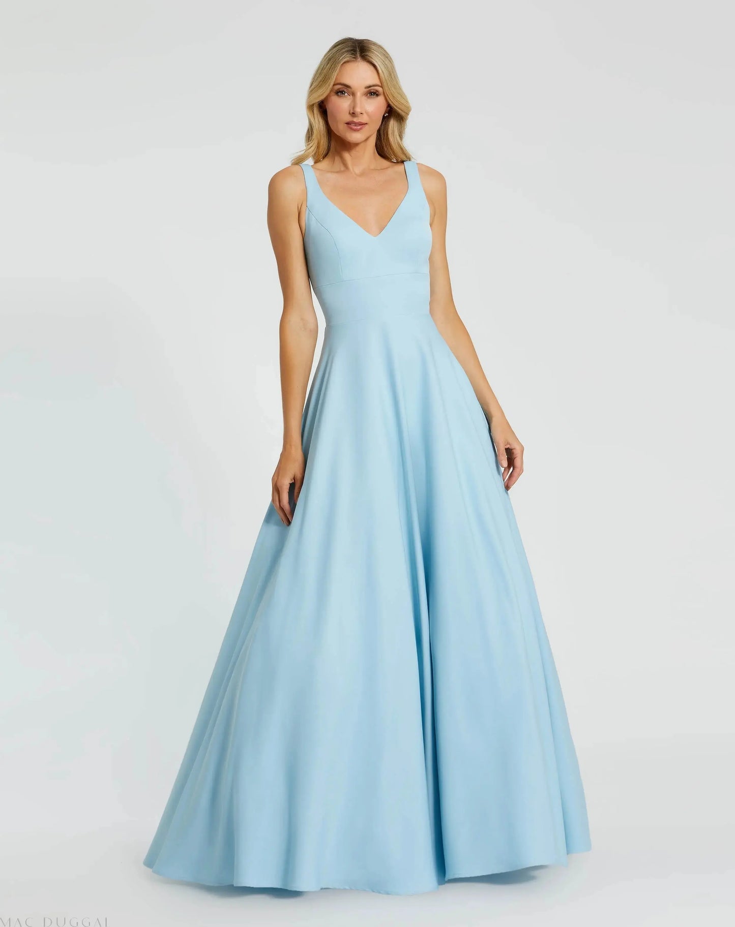 Blue Classic Sleeveless A-Line Ballgown with Pockets - Ieena for Mac Duggal