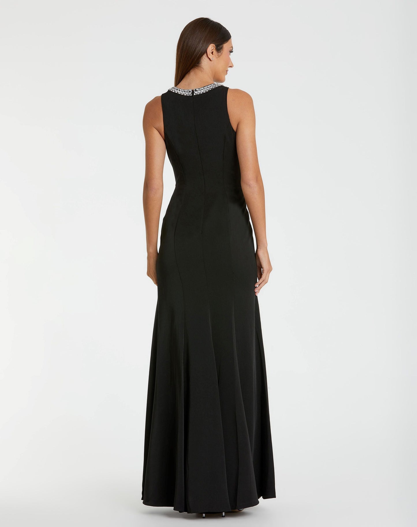 Black Embellished Neck Trumpet Gown Ieena for Mac Duggal