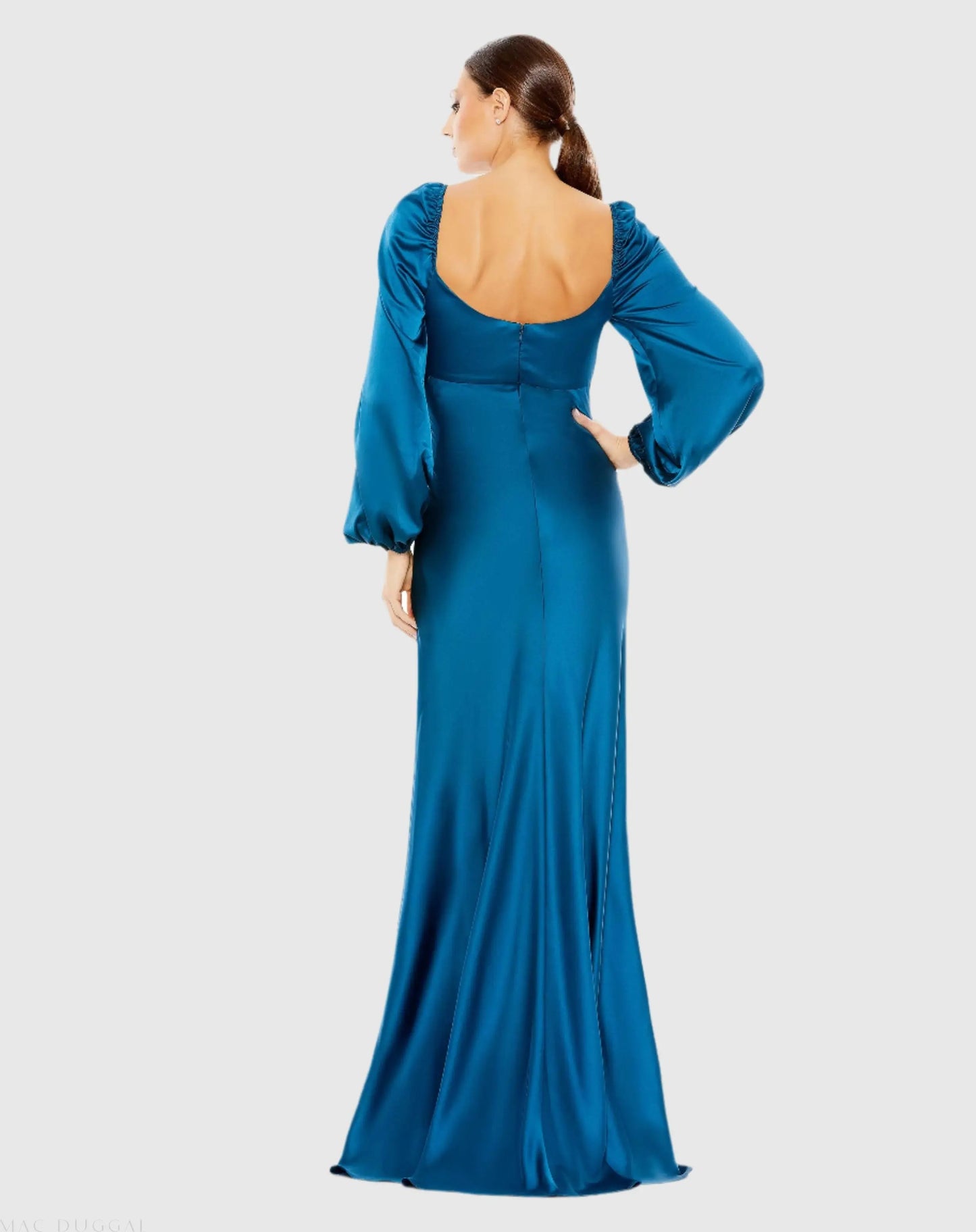 Blue Sweetheart Neckline Puff Sleeve Gown - Ieena for Mac Duggal
