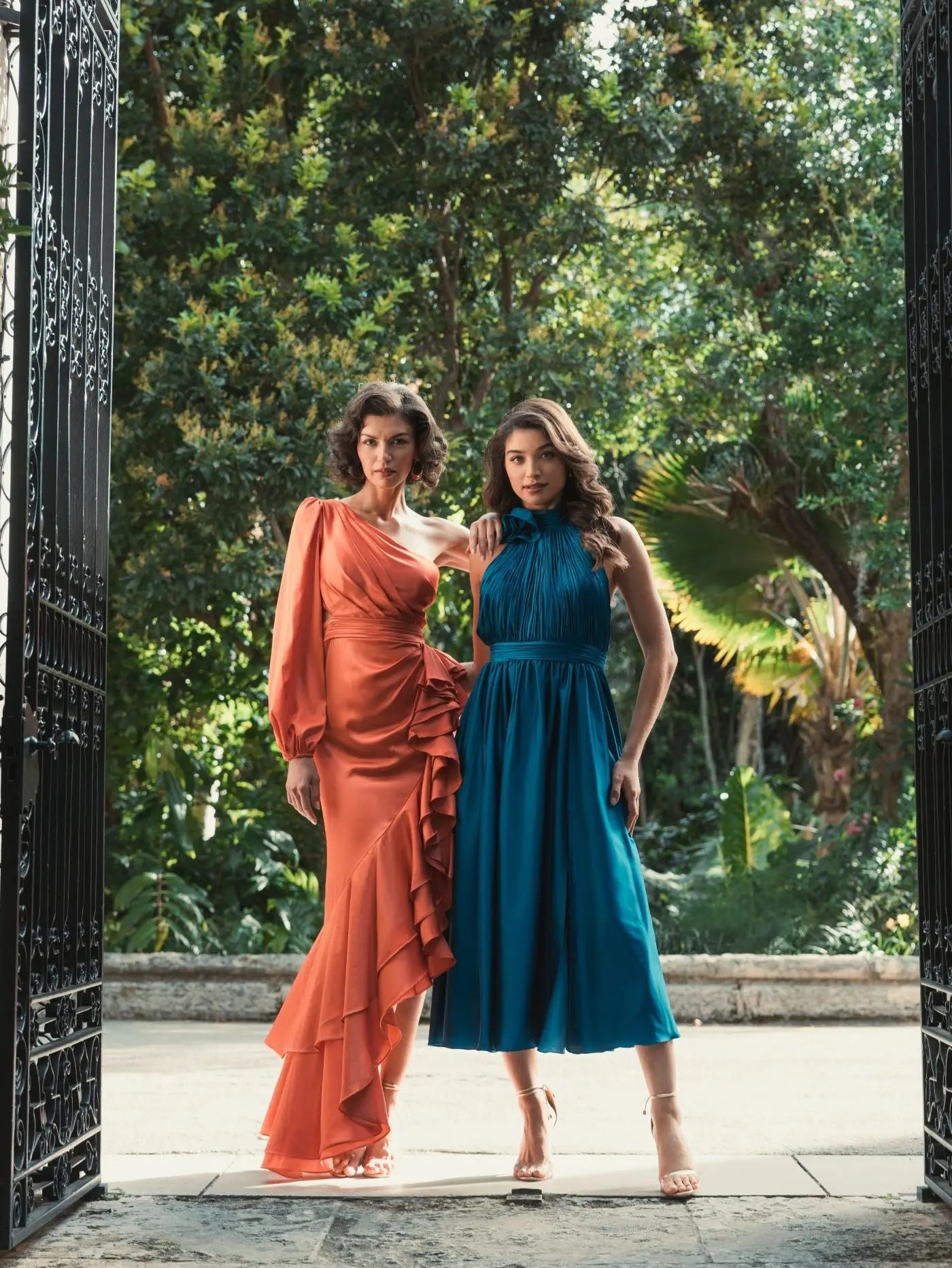 Orange One Sleeve Cut Out Asymmetrical Ruffled Gown - Mac Duggal