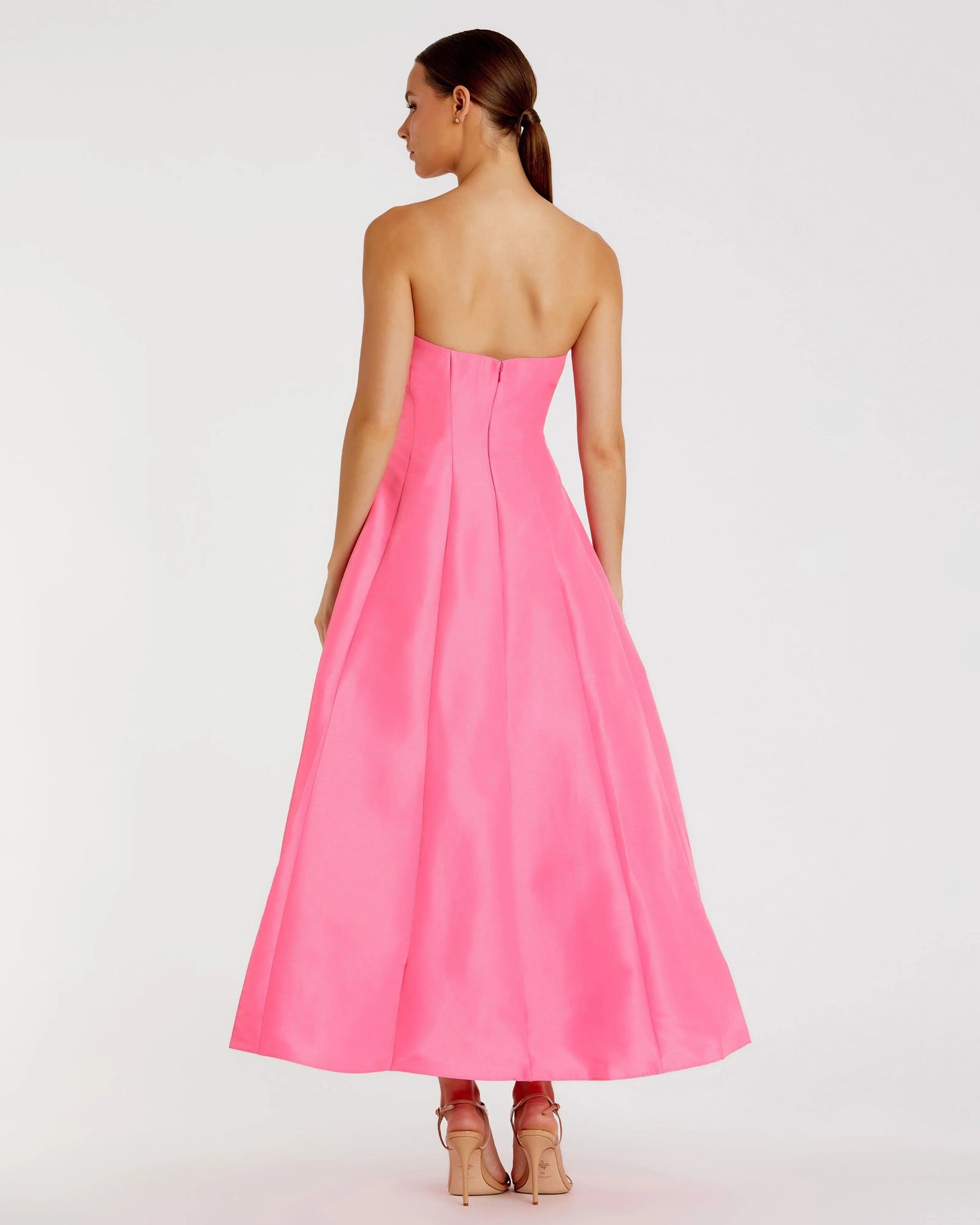 Pink Strapless A-Line Tea Length Statement Bow Dress - Mac Duggal