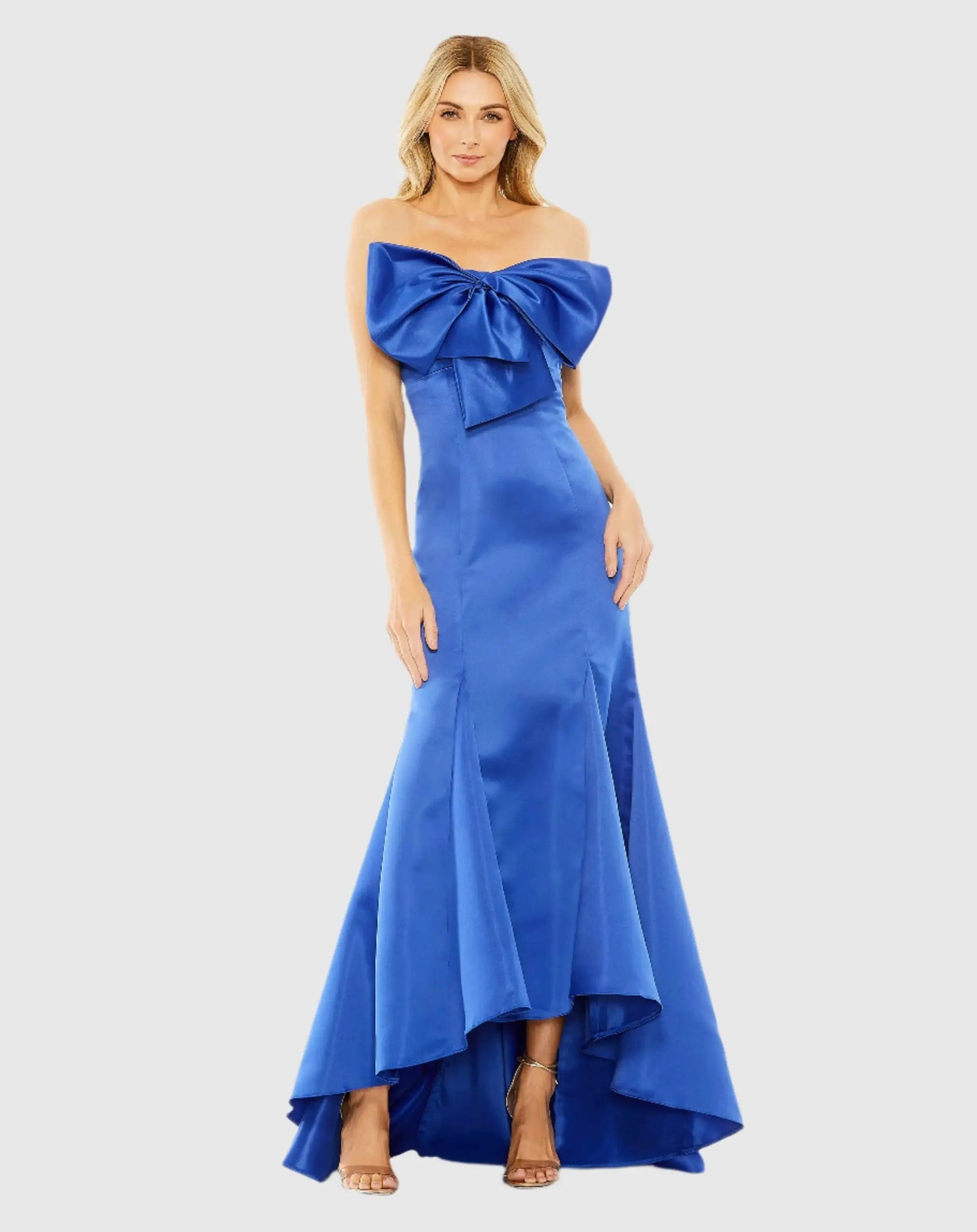 Blue Strapless Bow Mermaid Gown - Ieena for Mac Duggal