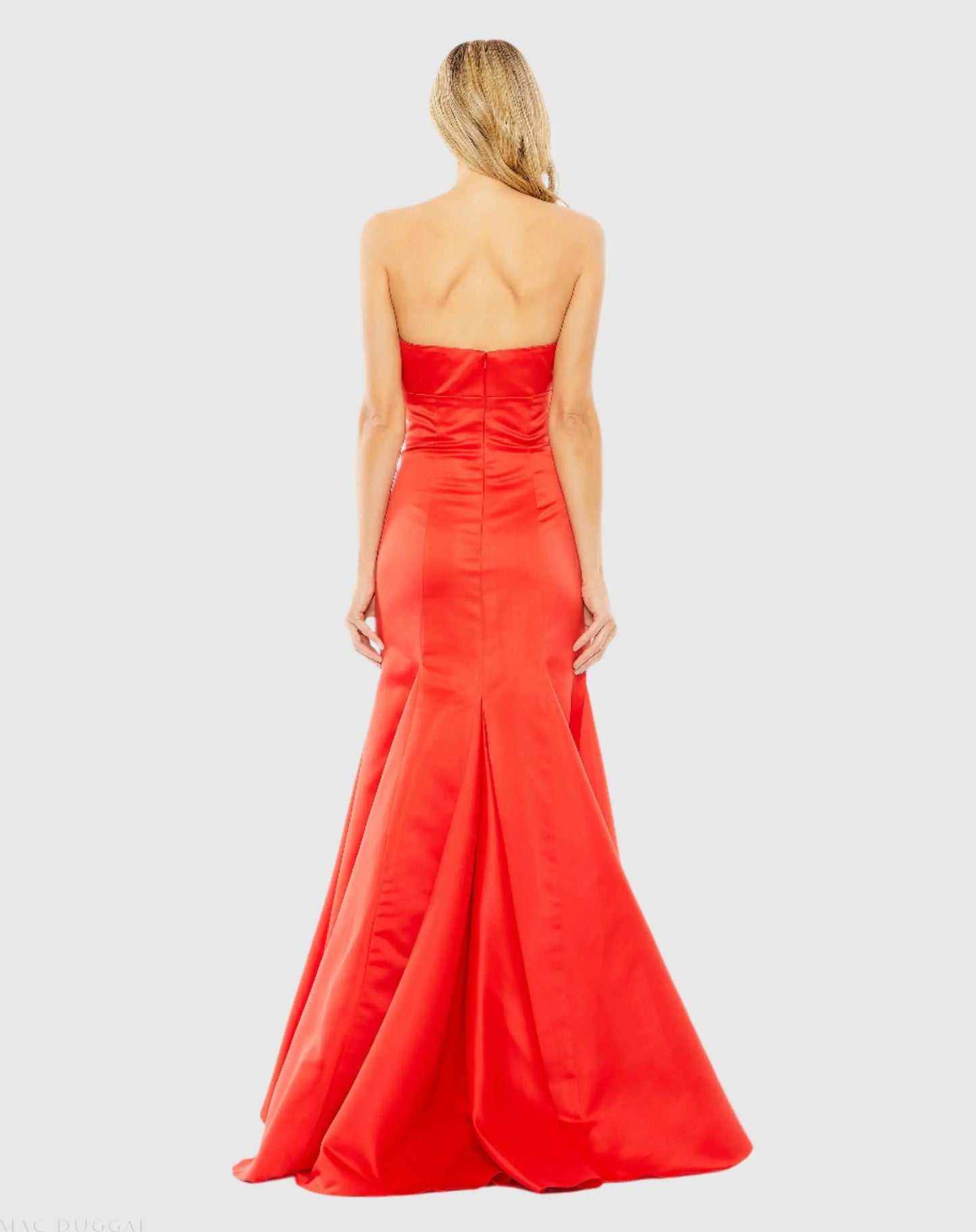 Red Strapless Bow Mermaid Gown - Ieena for Mac Duggal
