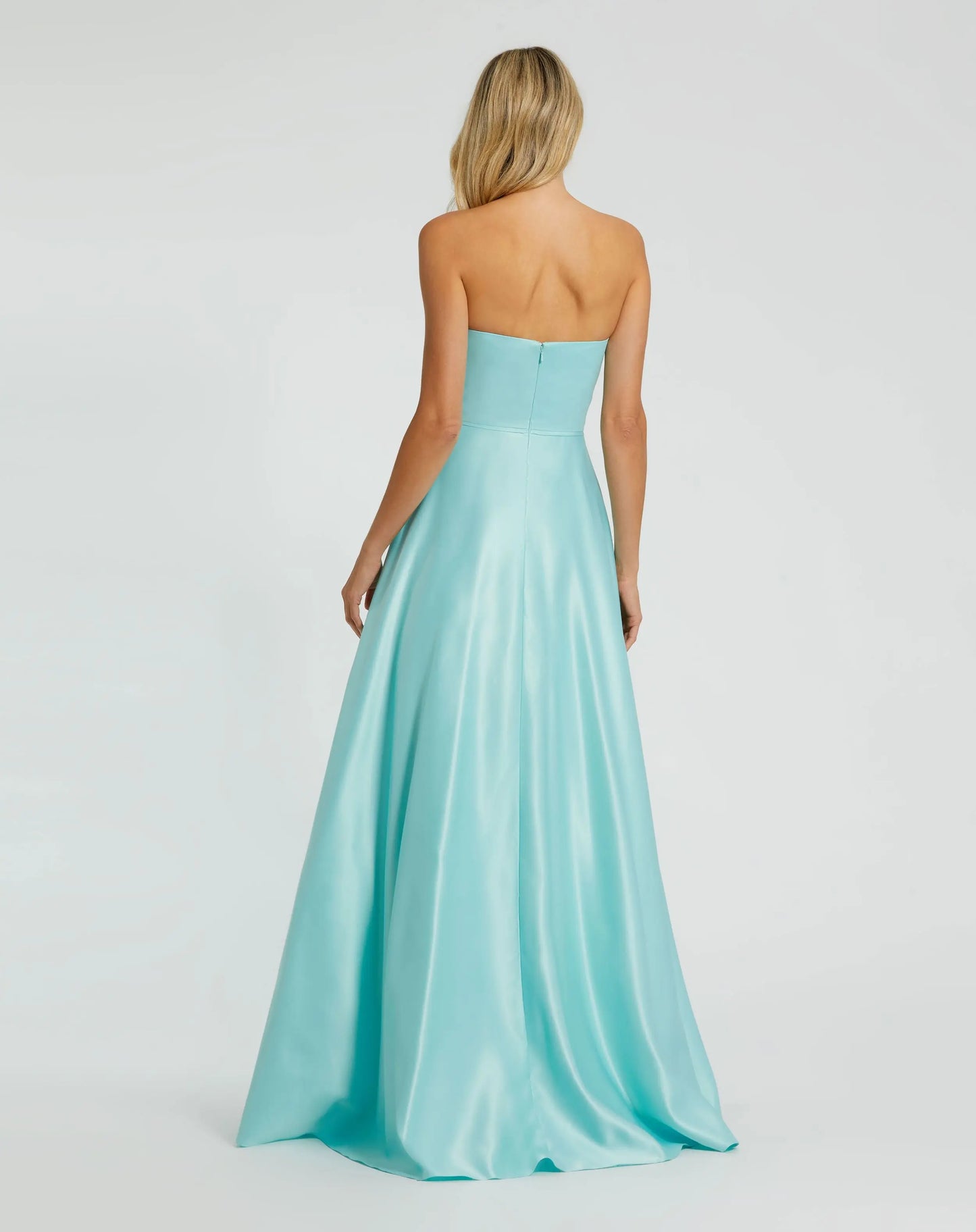 Blue Strapless A-Line Bow Ballgown - Mac Duggal