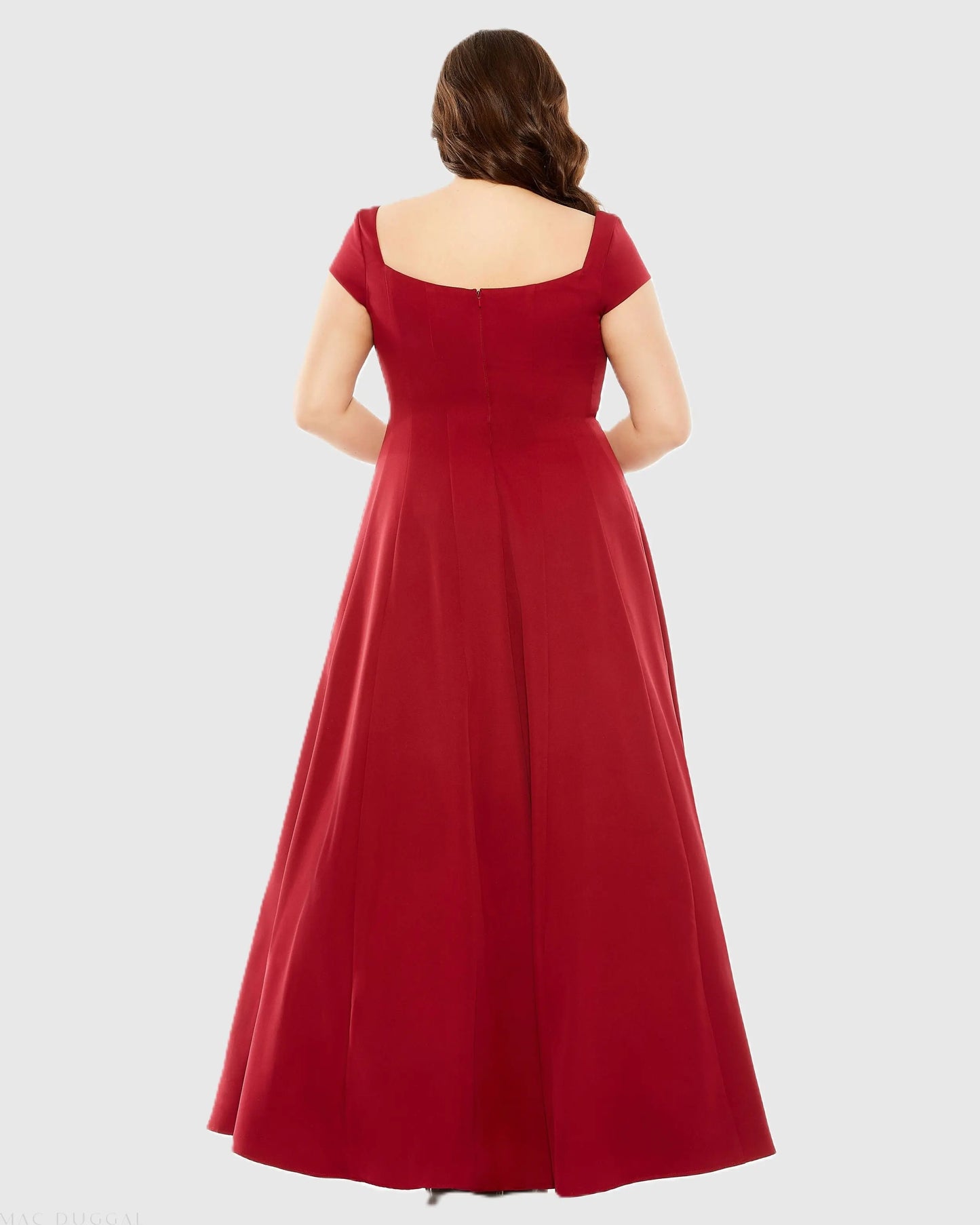 Red Cap Sleeve Square Neck Ball Gown - Mac Duggal