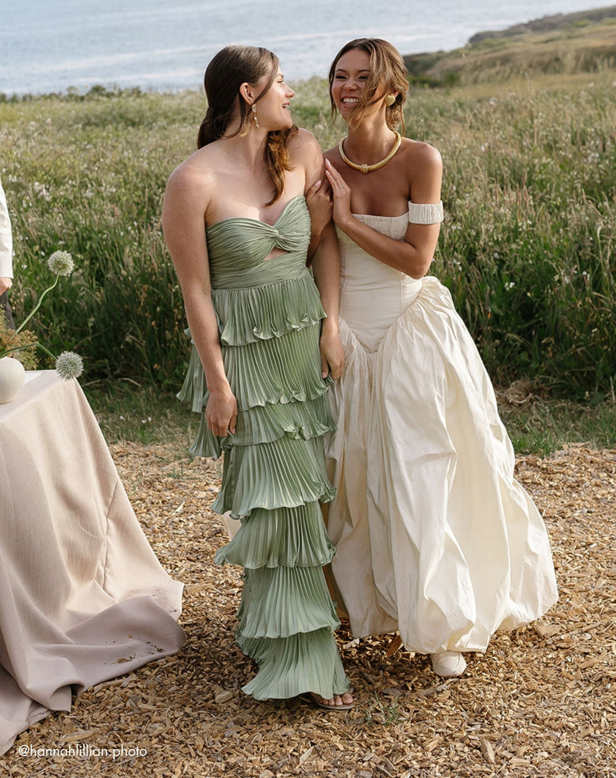 Sage Pleated Charmeuse Strapless Tiered Ruffle Gown - Ieena for Mac Duggal