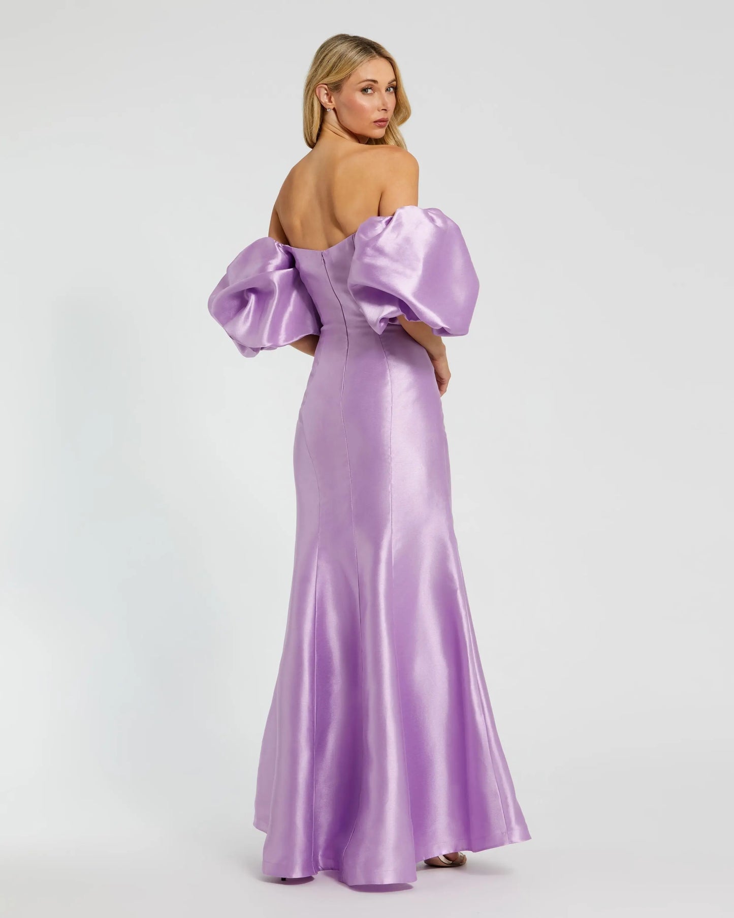 Purple Sweetheart Off The Shoulder Puff Sleeve Gown - Mac Duggal