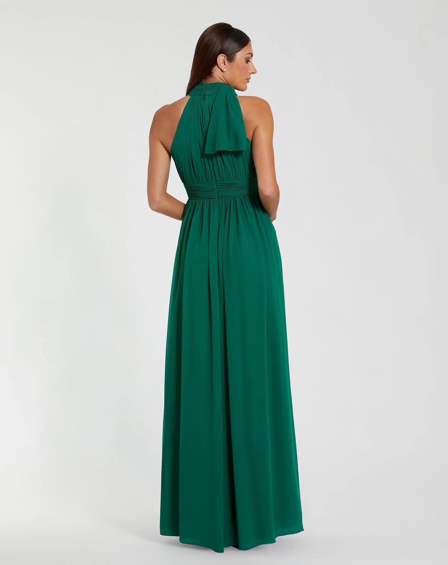 Green High Neck Chiffon Gown - Ieena for Mac Duggal