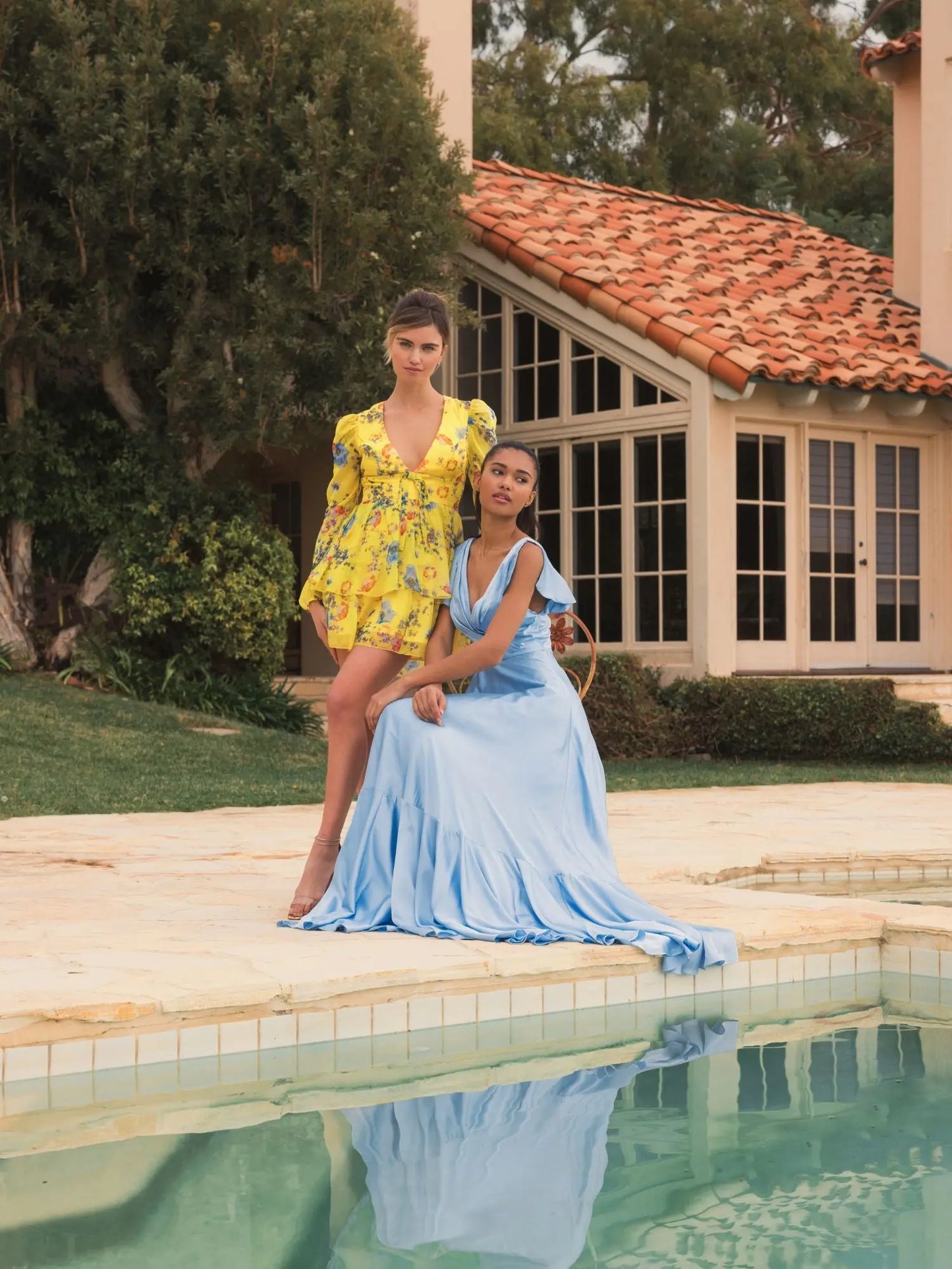 Yellow Floral Print Puff Sleeve Ruffled Mini Dress - Ieena for Mac Duggal