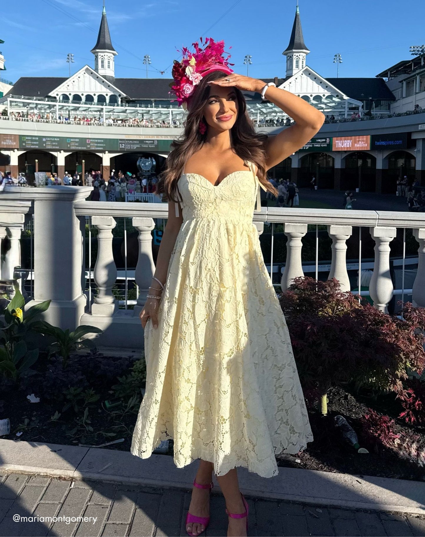 Yellow Lace Bow Strap Midi Dress Ieena for Mac Duggal