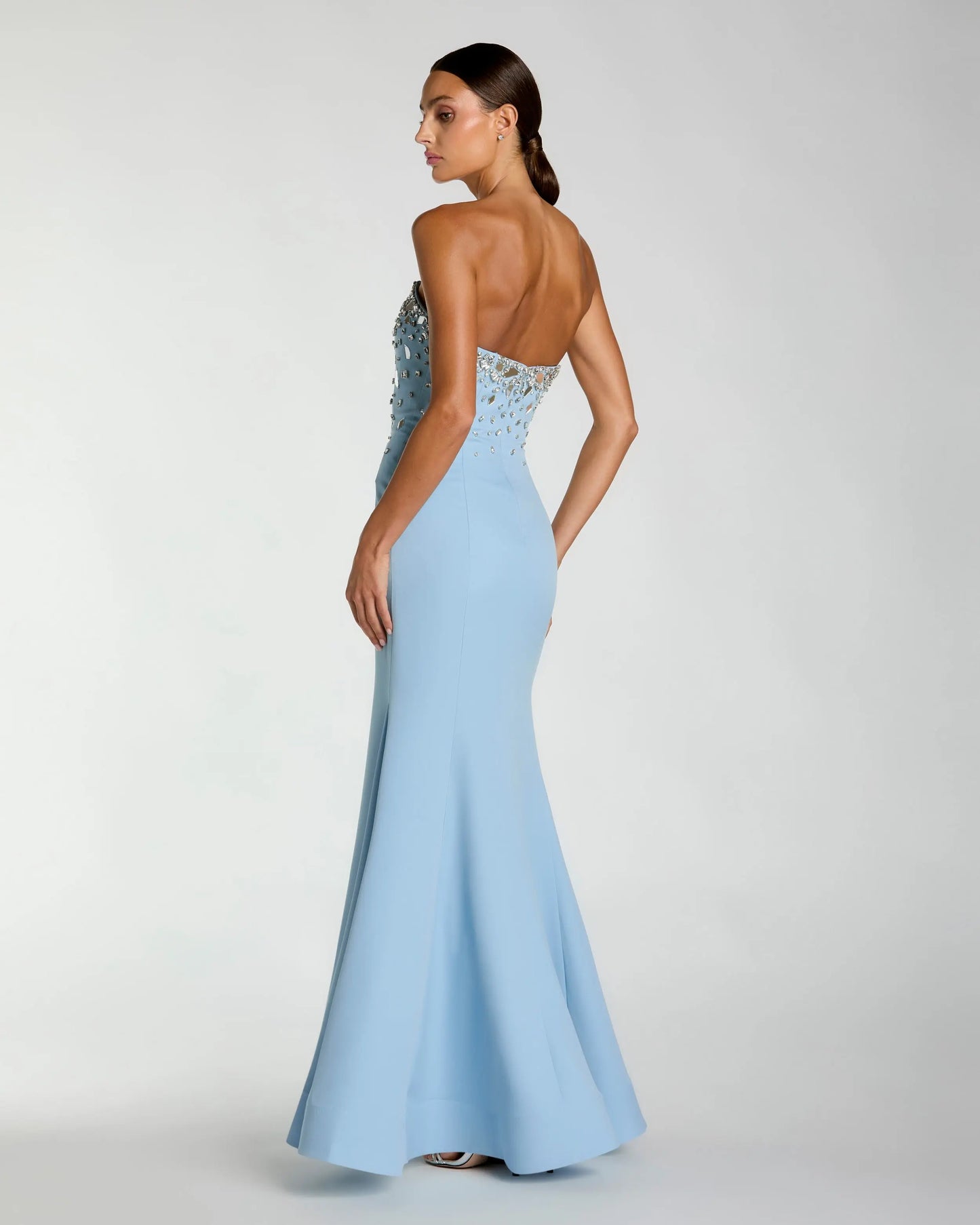 Blue Strapless Embellished Mermaid Gown Ieena for Mac Duggal