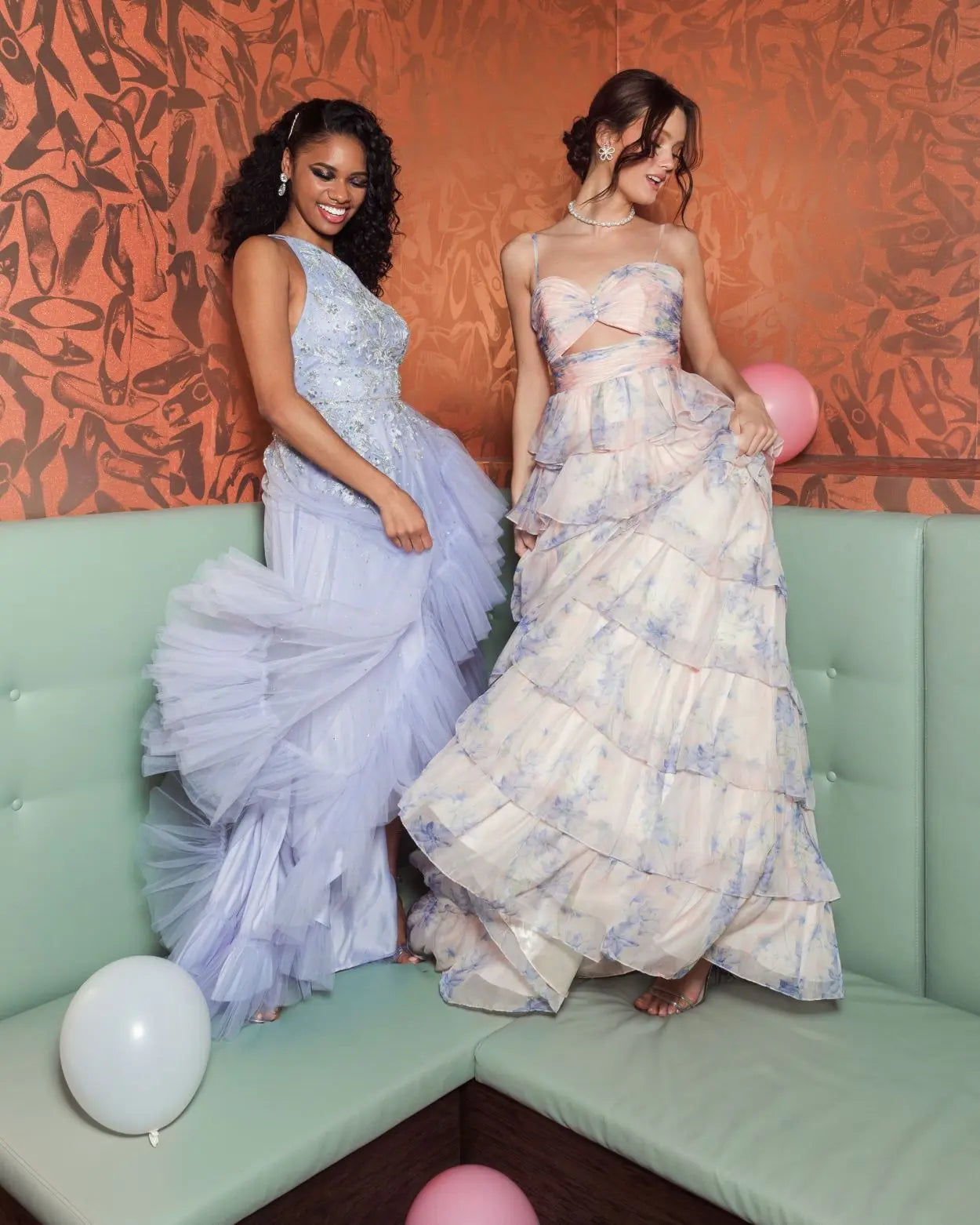 Purple Floral Cut Out Ruffle Layered Gown - Mac Duggal