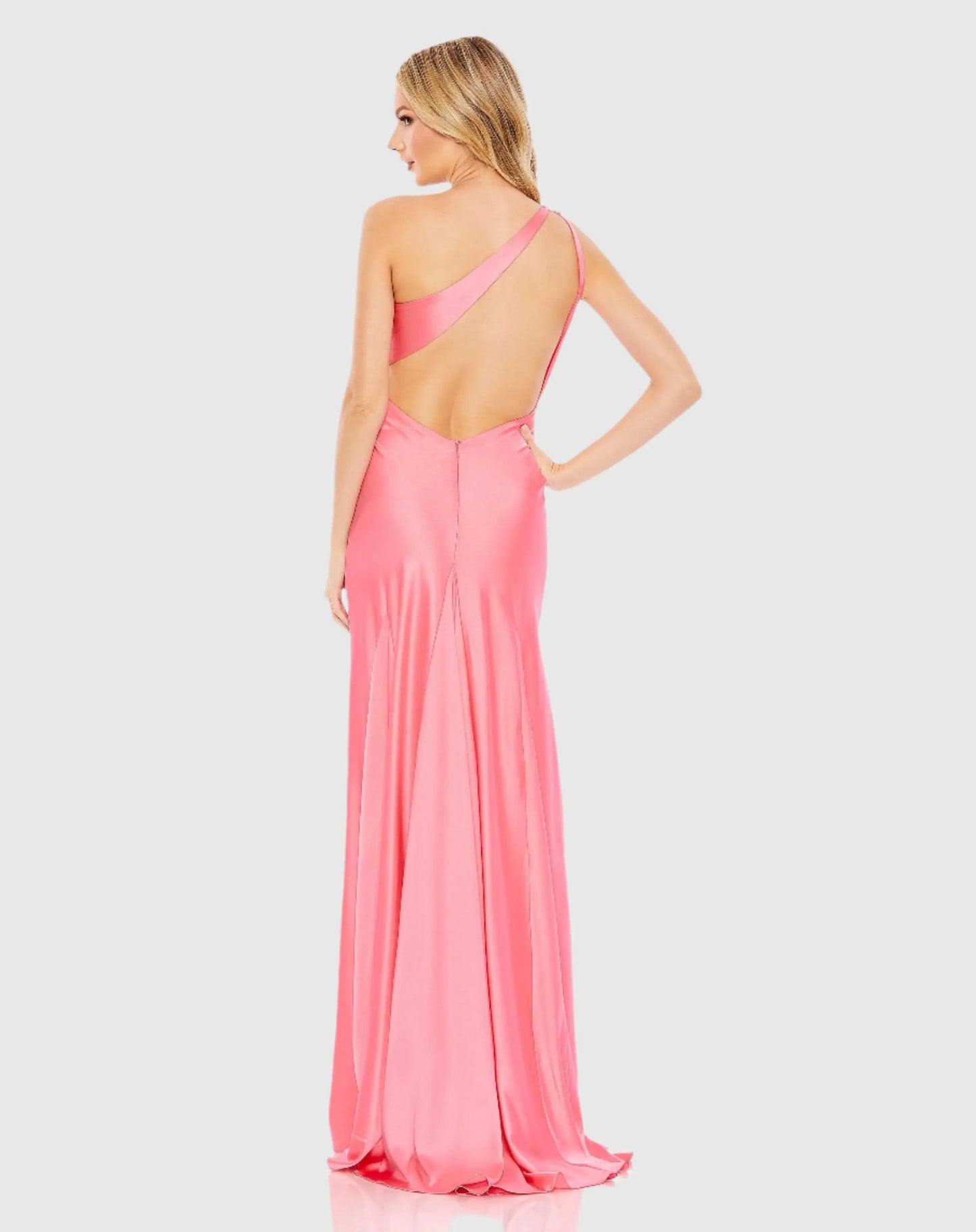 Pink Beaded One Shoulder Column Gown - Mac Duggal