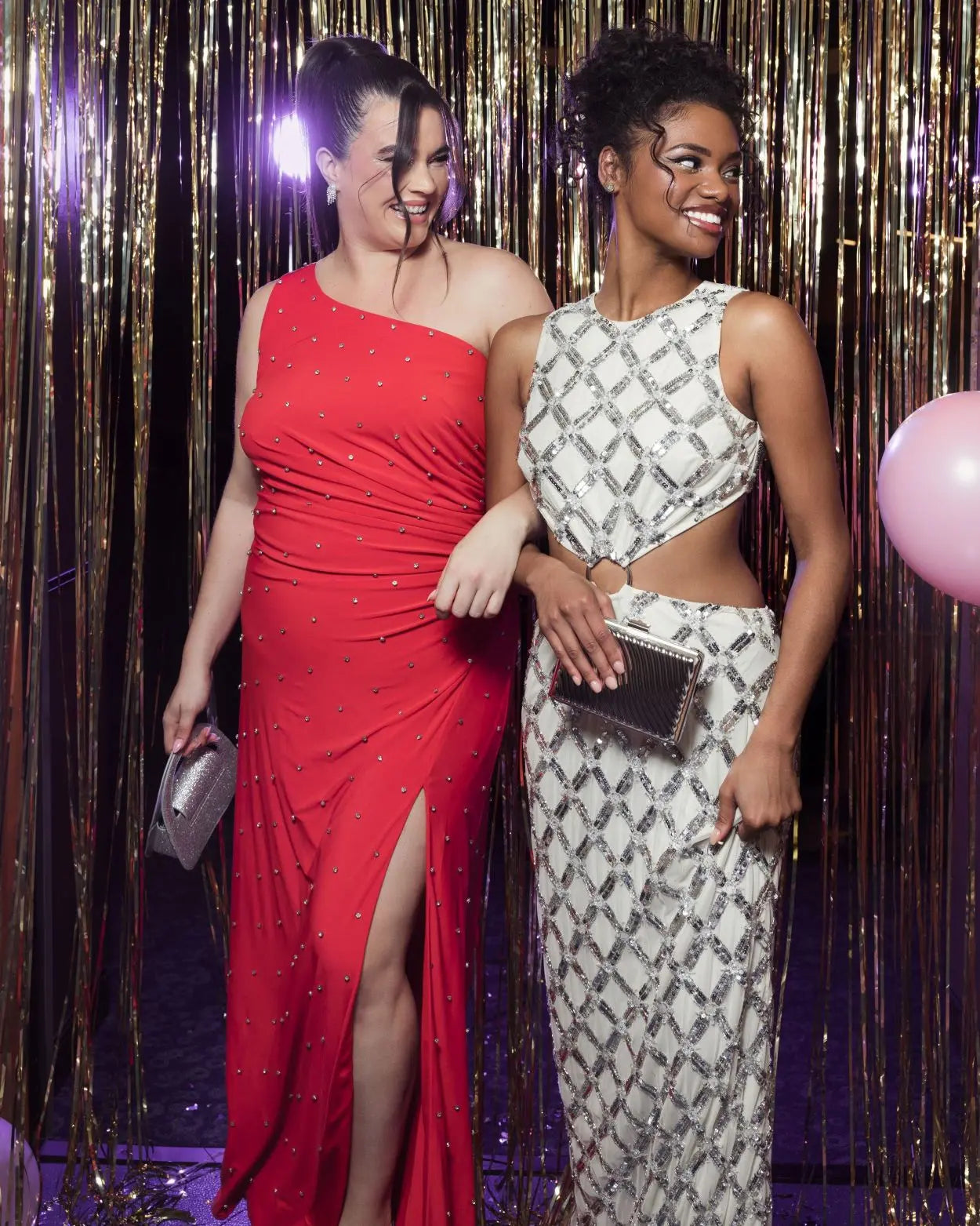 Red Jewel Encrusted Draped One Shoulder Gown (Plus) - Mac Duggal