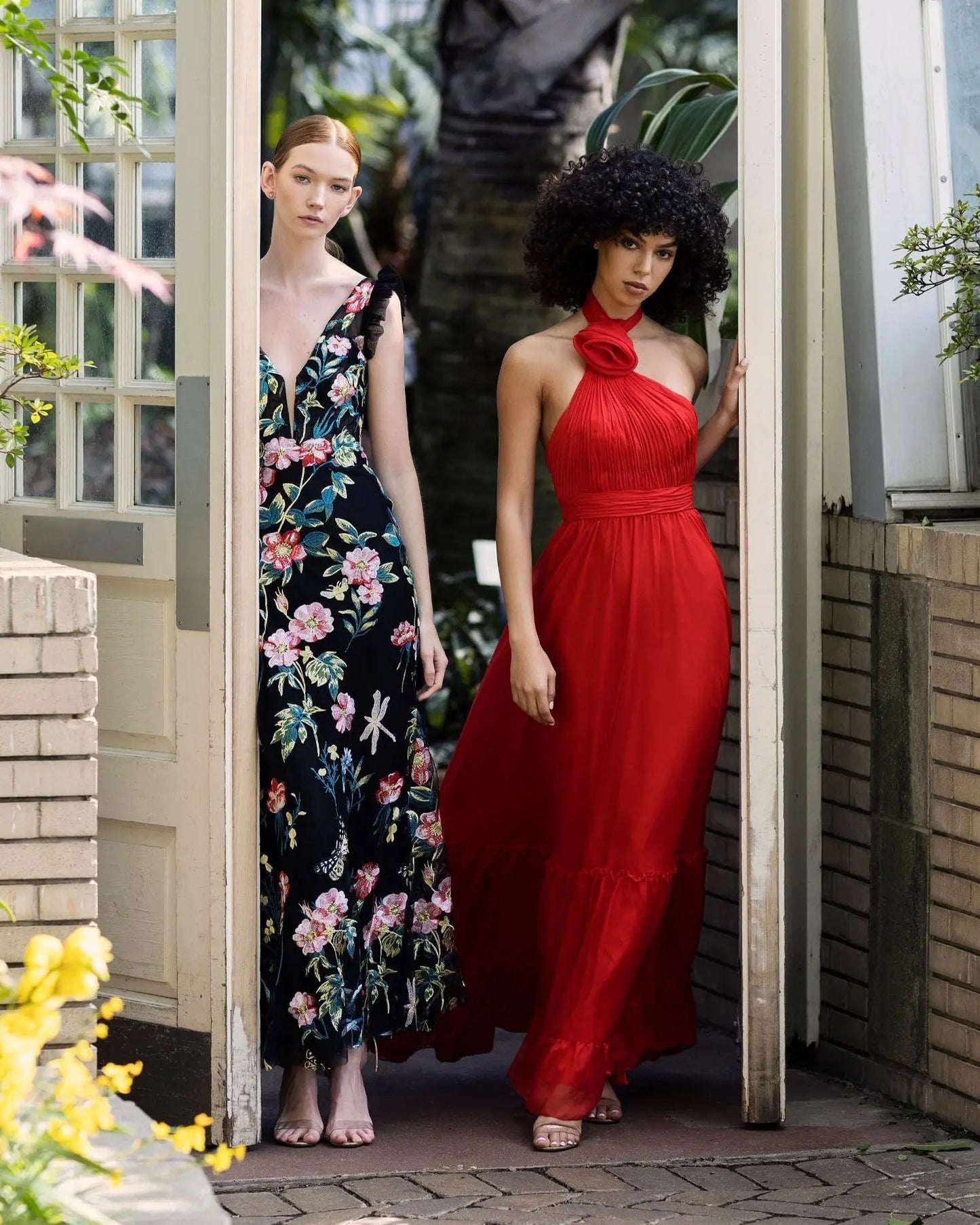 Embroidered Floral Plunge Neck Trumpet Gown - Mac Duggal