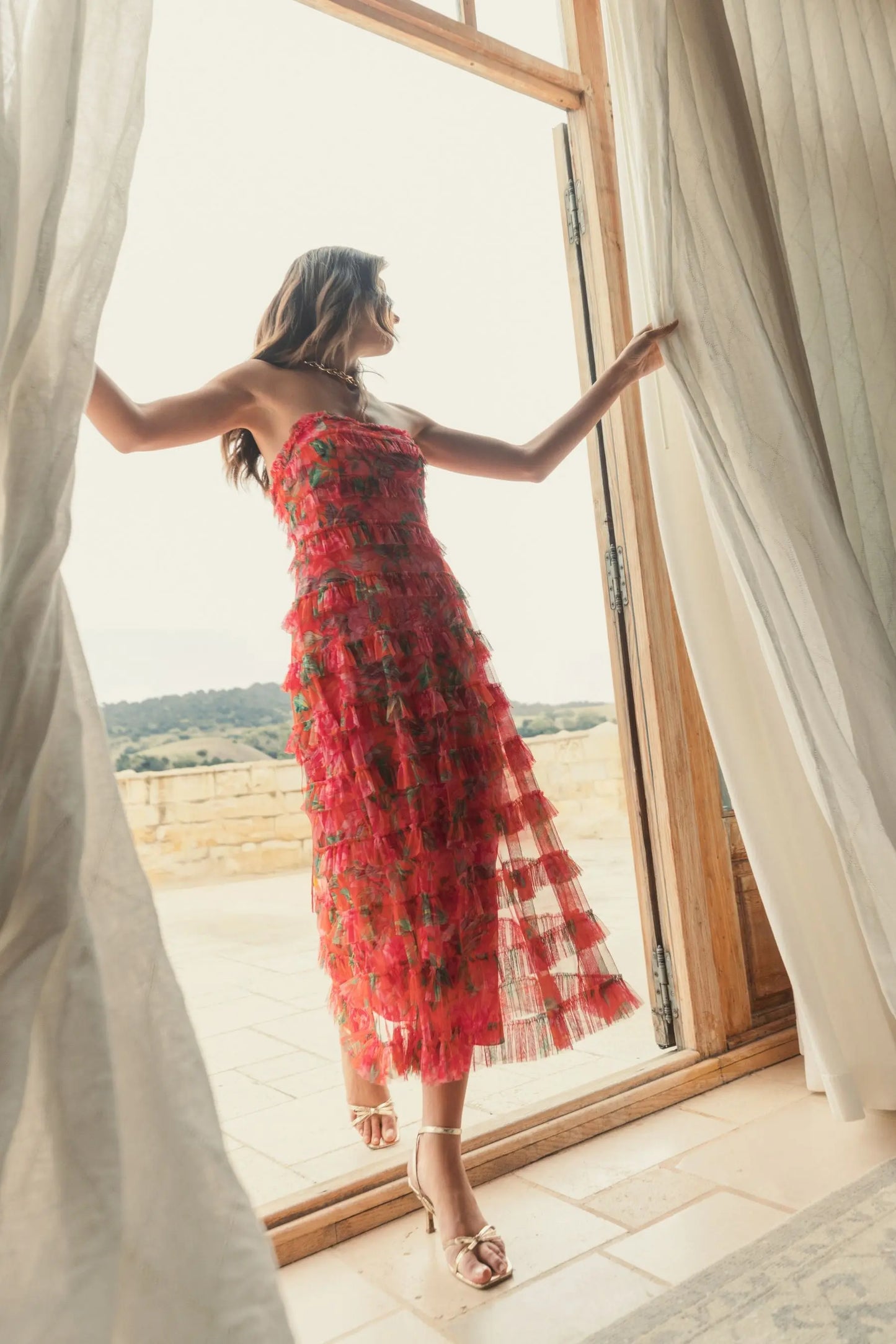 Multicolor Strapless Floral Micro Ruffle Dress - Mac Duggal