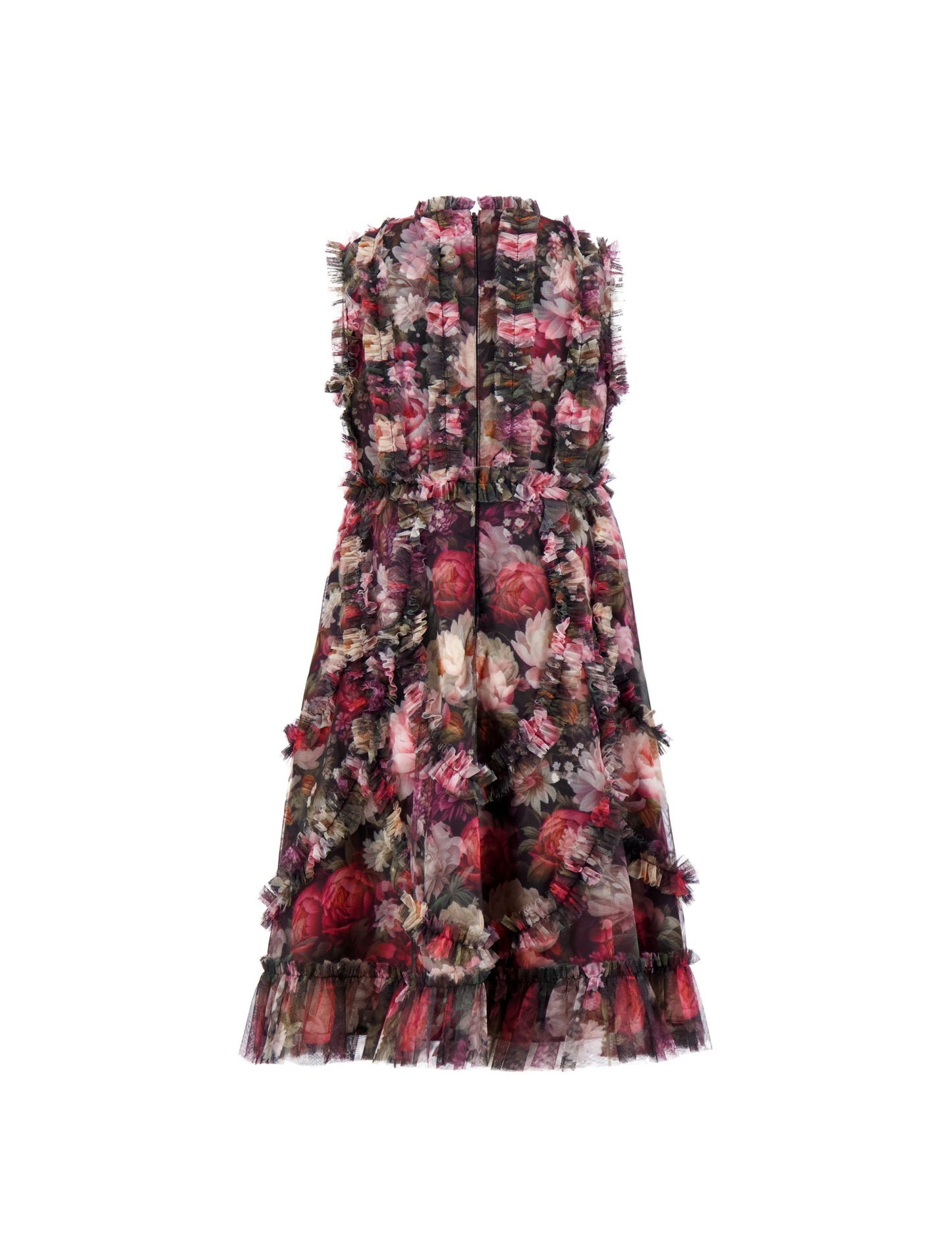 Girls Black Floral High Neck Ruffle Dress Mac Duggal