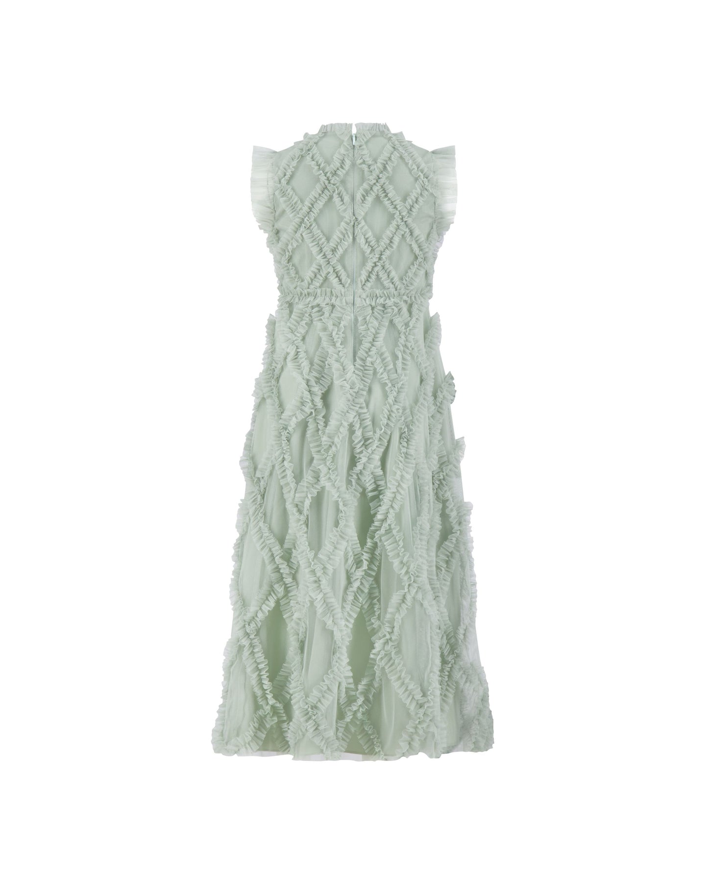 Girls Green Sleeveless Ruffle Dress Mac Duggal