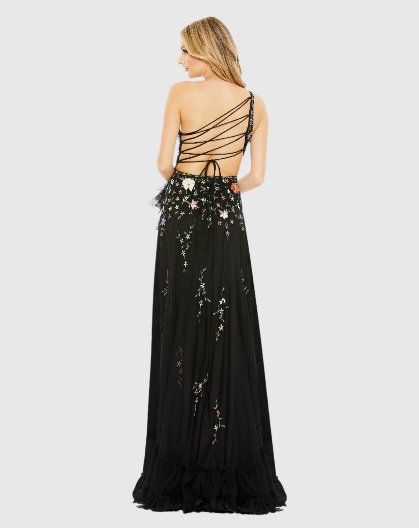 Embellished One Shoulder Asymmetrical Hem Dress - Mac Duggal