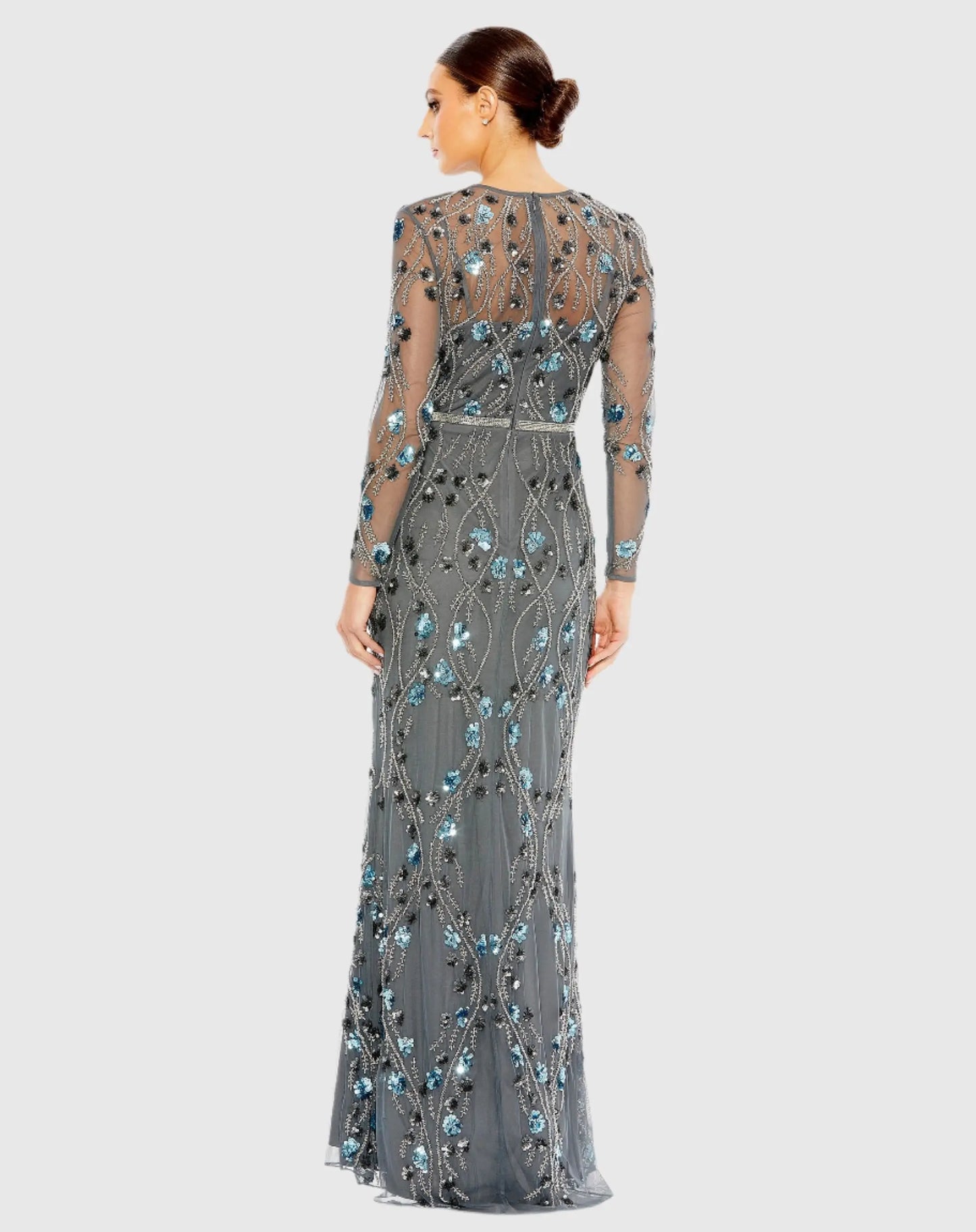Floral Embellished Long Sleeve Gown - Mac Duggal