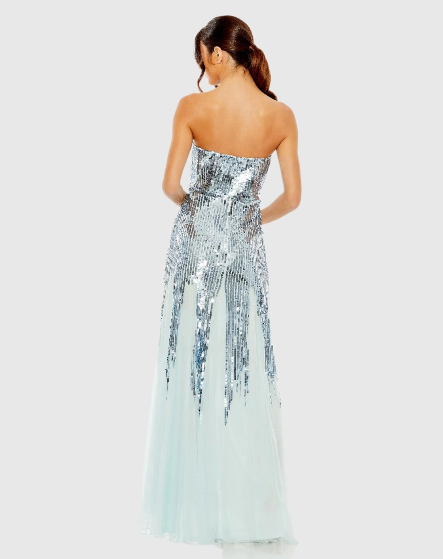 Blue Sleeveless Sequin Mesh Gown - Mac Duggal