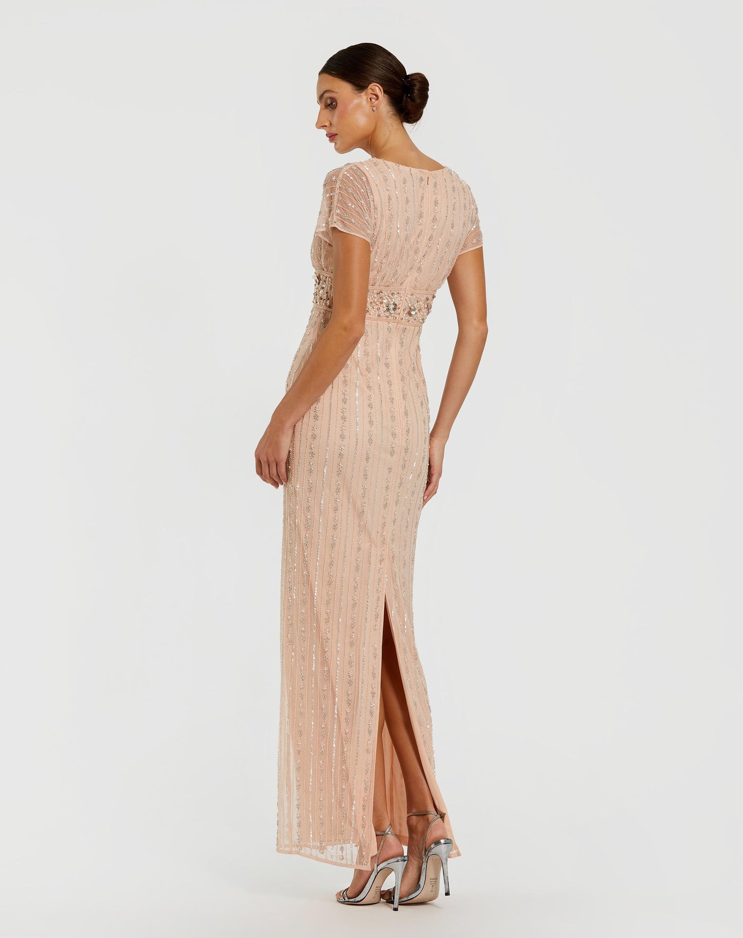 Light Pink Beaded Blouson Column Gown Mac Duggal