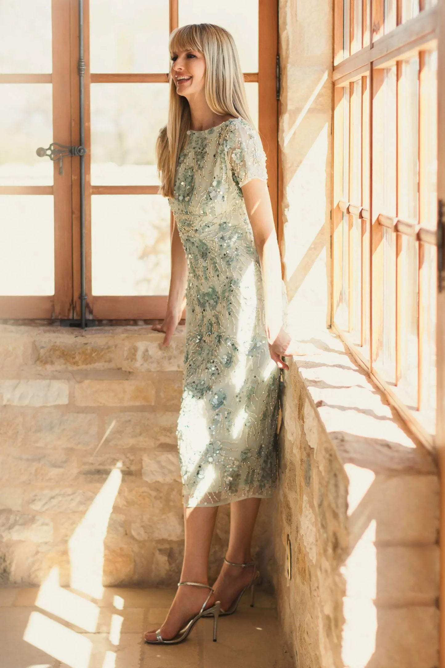 Green Embellished Mesh Fitted Cap Sleeve Cocktail Dress - Mac Duggal