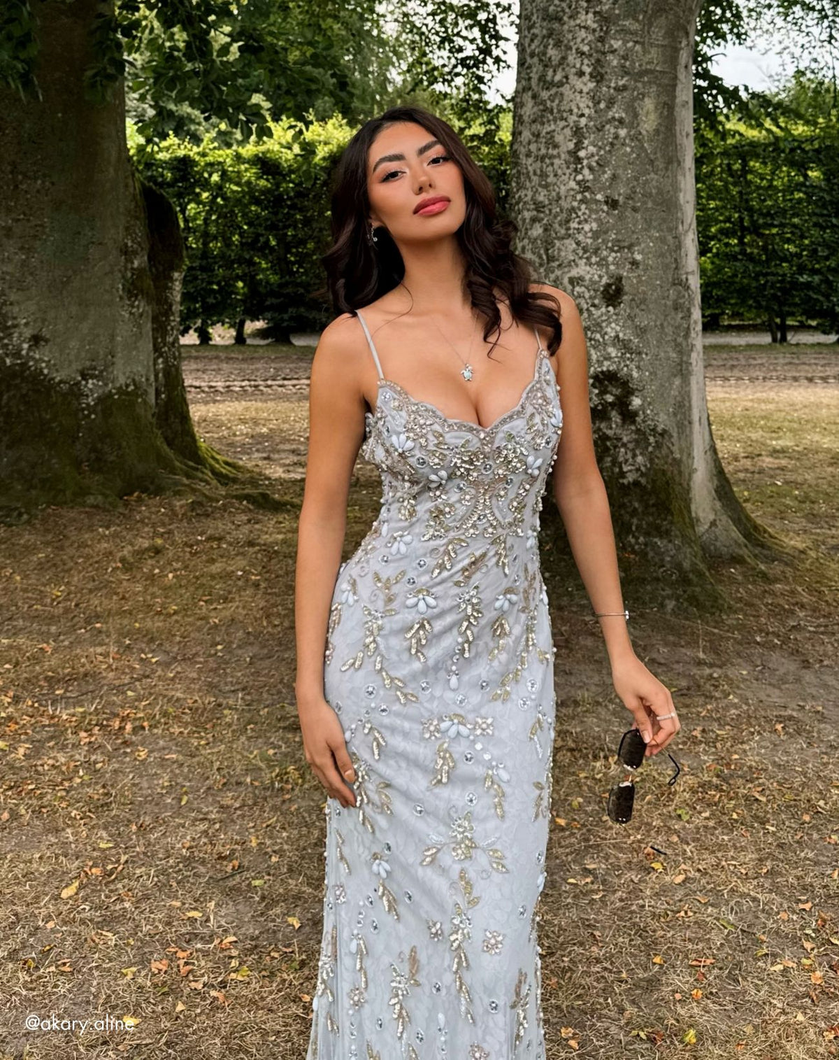 Blue Lace Embellished Mermaid Gown - Mac Duggal