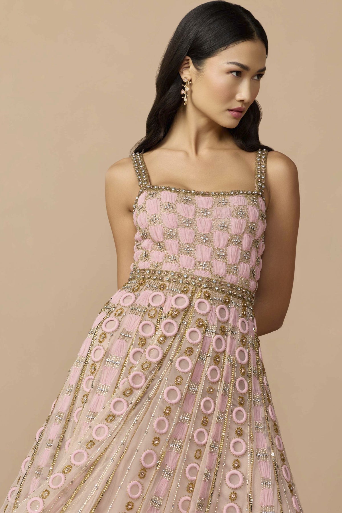 Petite Pink Sleeveless Embellished A-line Gown - Mac Duggal