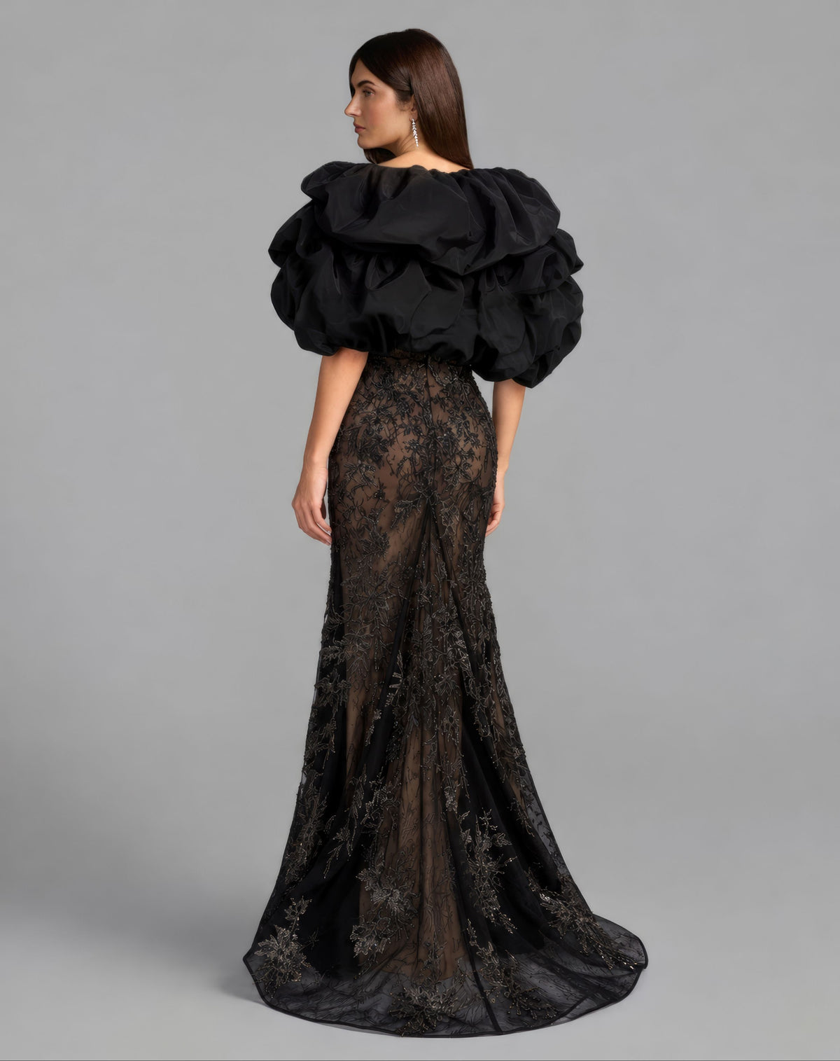 Black Nude Embroidered Strapless Mermaid Gown With Shrug - Mac Duggal