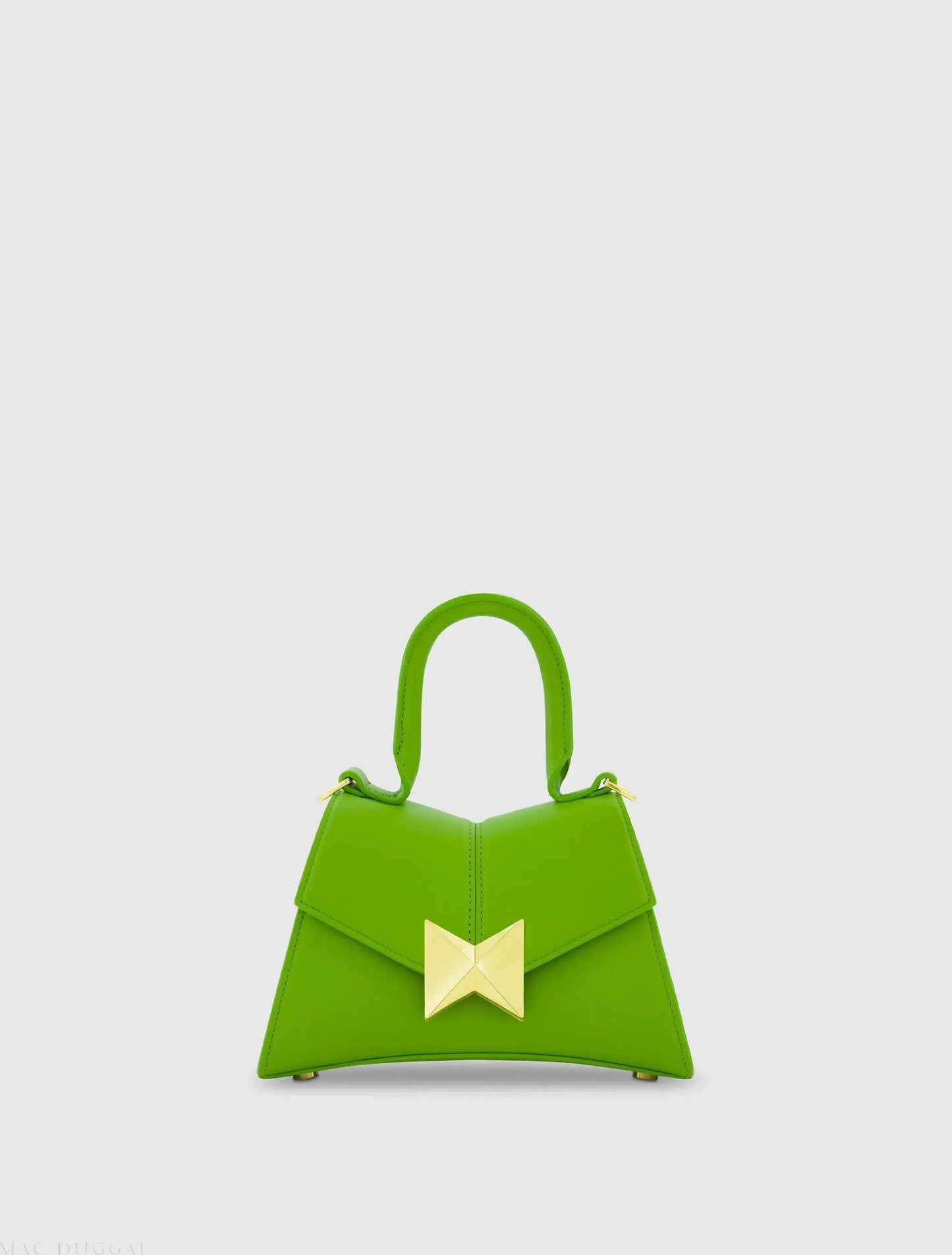 Green Mini Structured Leather Top Handle Bag - Mac Duggal