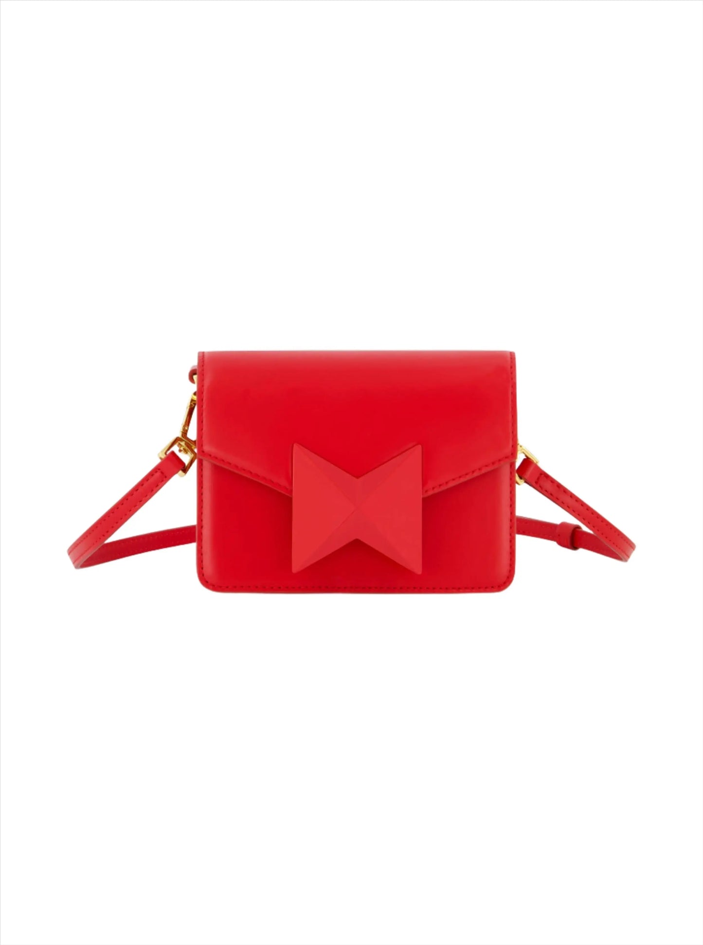 Red Mini Leather Tone On Tone Crossbody Bag - Mac Duggal