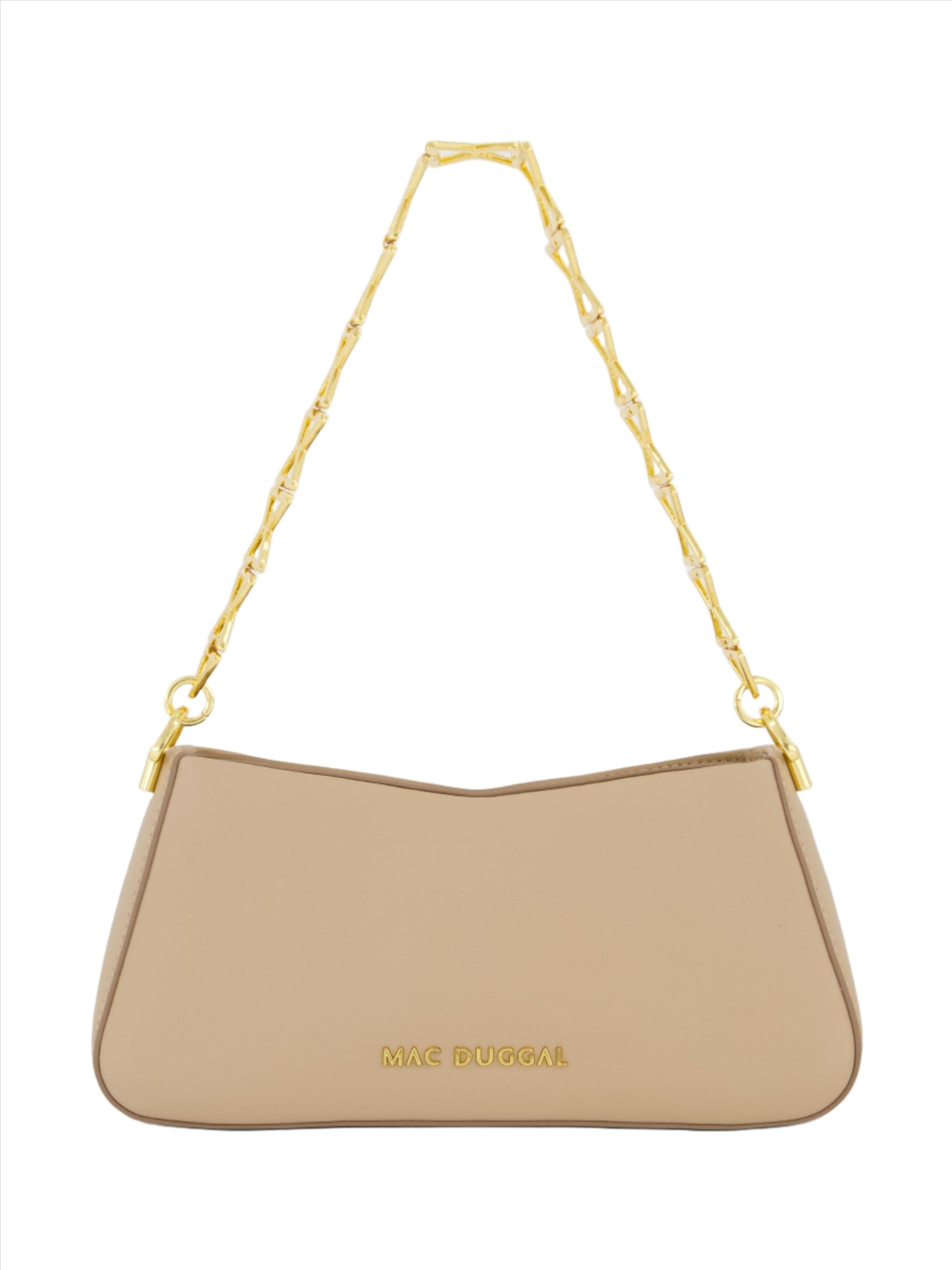Gold Strap Small Taupe Nappa Leather Shoulder Bag