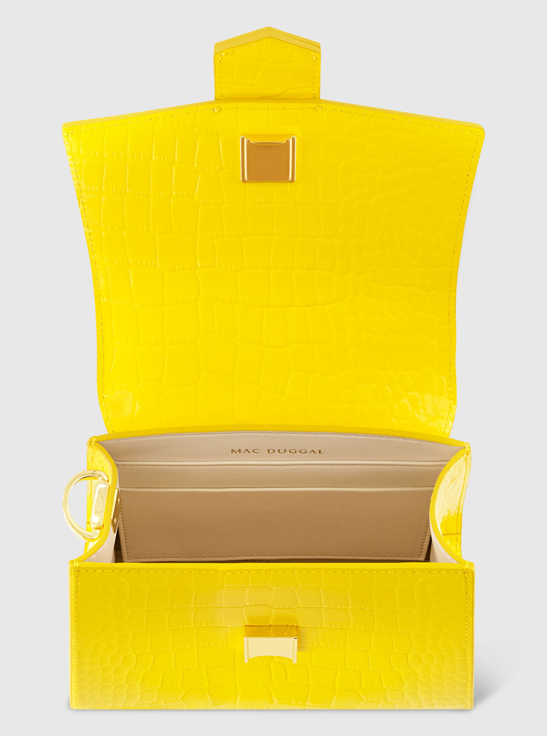 Buckled Mini Croco Sunshine Leather Handbag with Detachable Strap