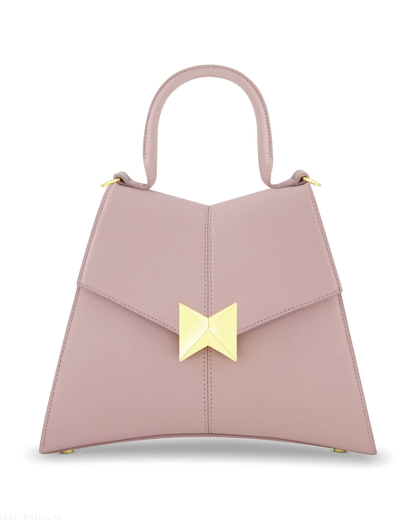 Medium Angular Wisteria Leather Handbag With Gold Hardware - Mac Duggal