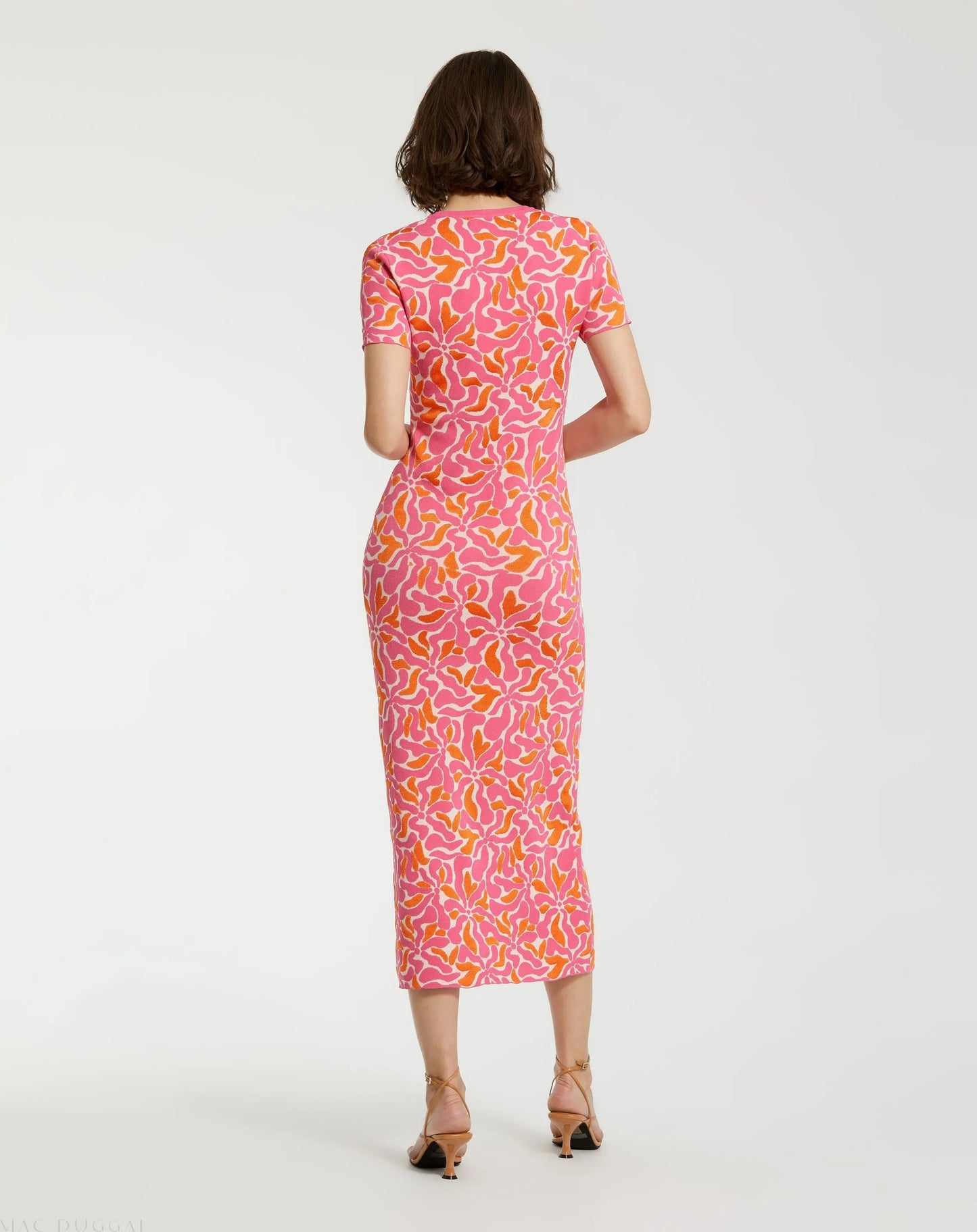 Short Sleeve Scoop Neck Floral Knit Maxi Dress - FINAL SALE - Mac Duggal