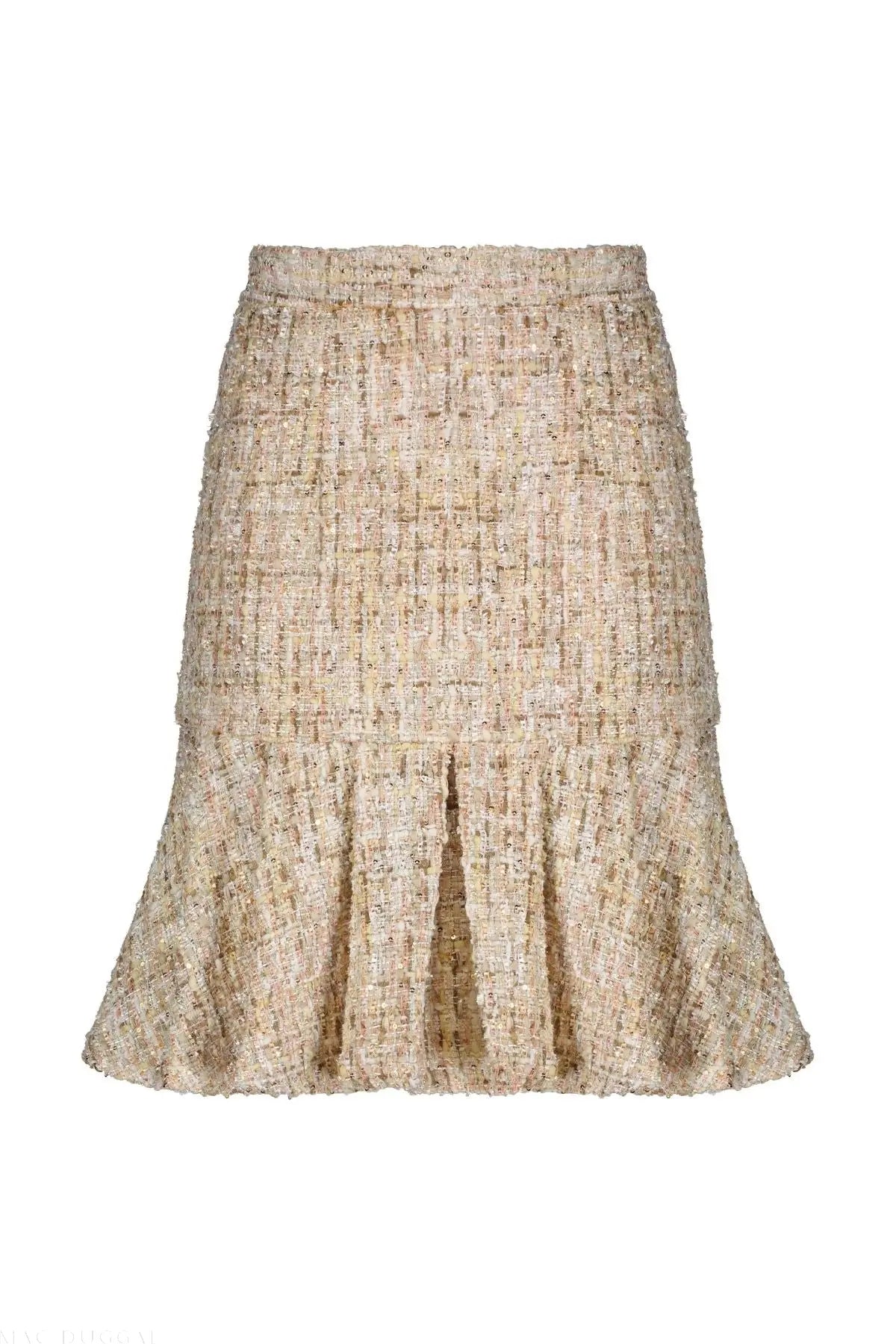 High Waist Box Pleat Boucle Mini Skirt - Mac Duggal
